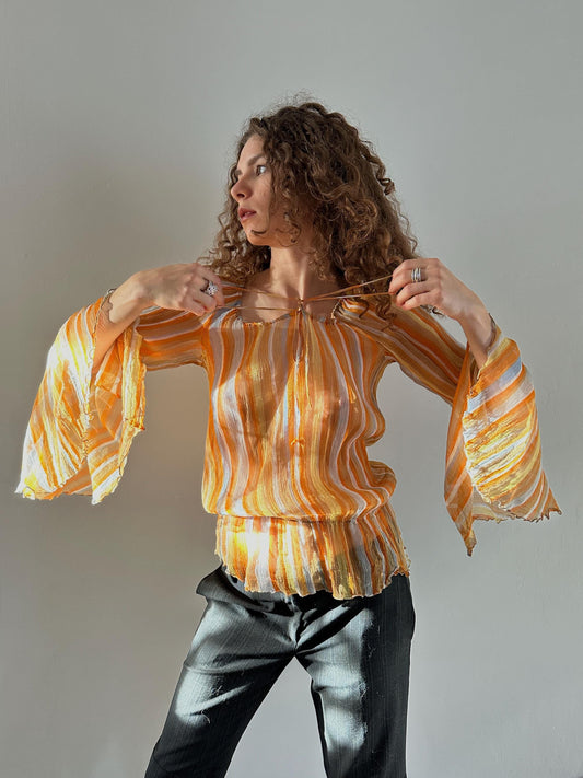 Vintage Moschino Cheap and Chic Silk Blouse in Orange