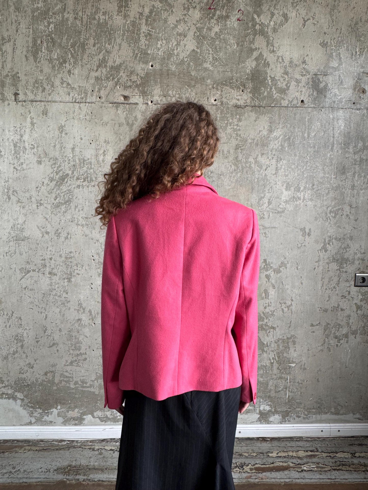Vintage Soft Wool Blazer In Pink