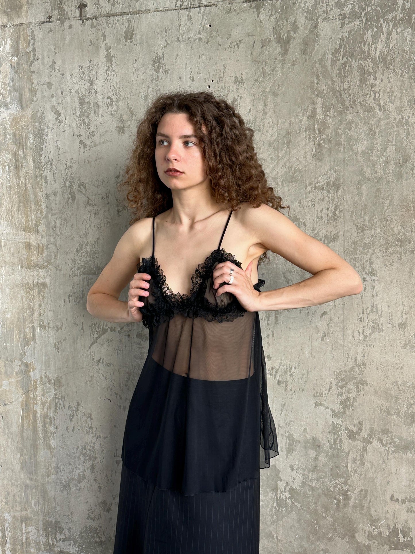 Vintage La Perla Black Sheer Lace Camisole