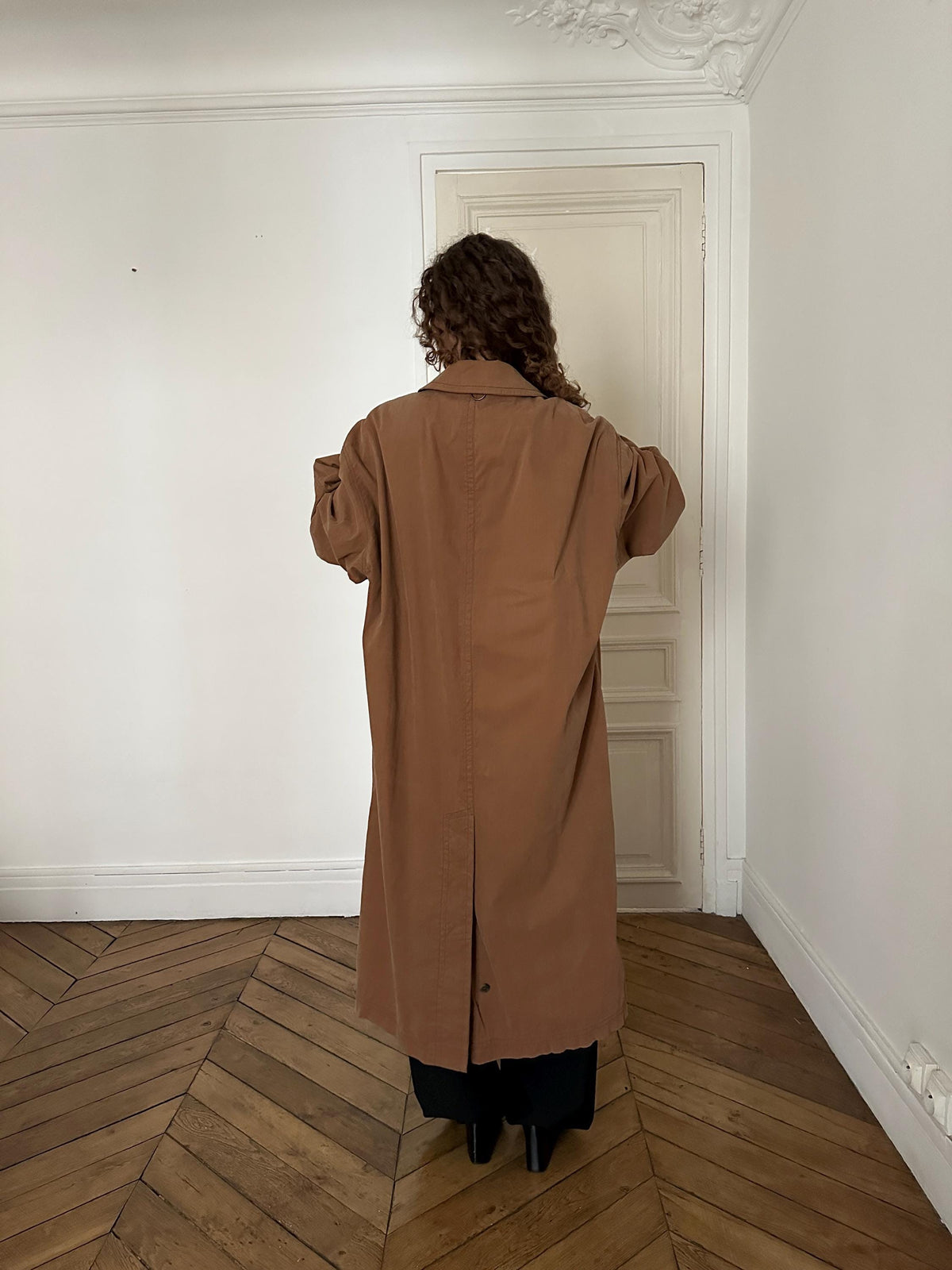 Vintage 90s Bugatti Oversized Maxi Trench Coat in Brown