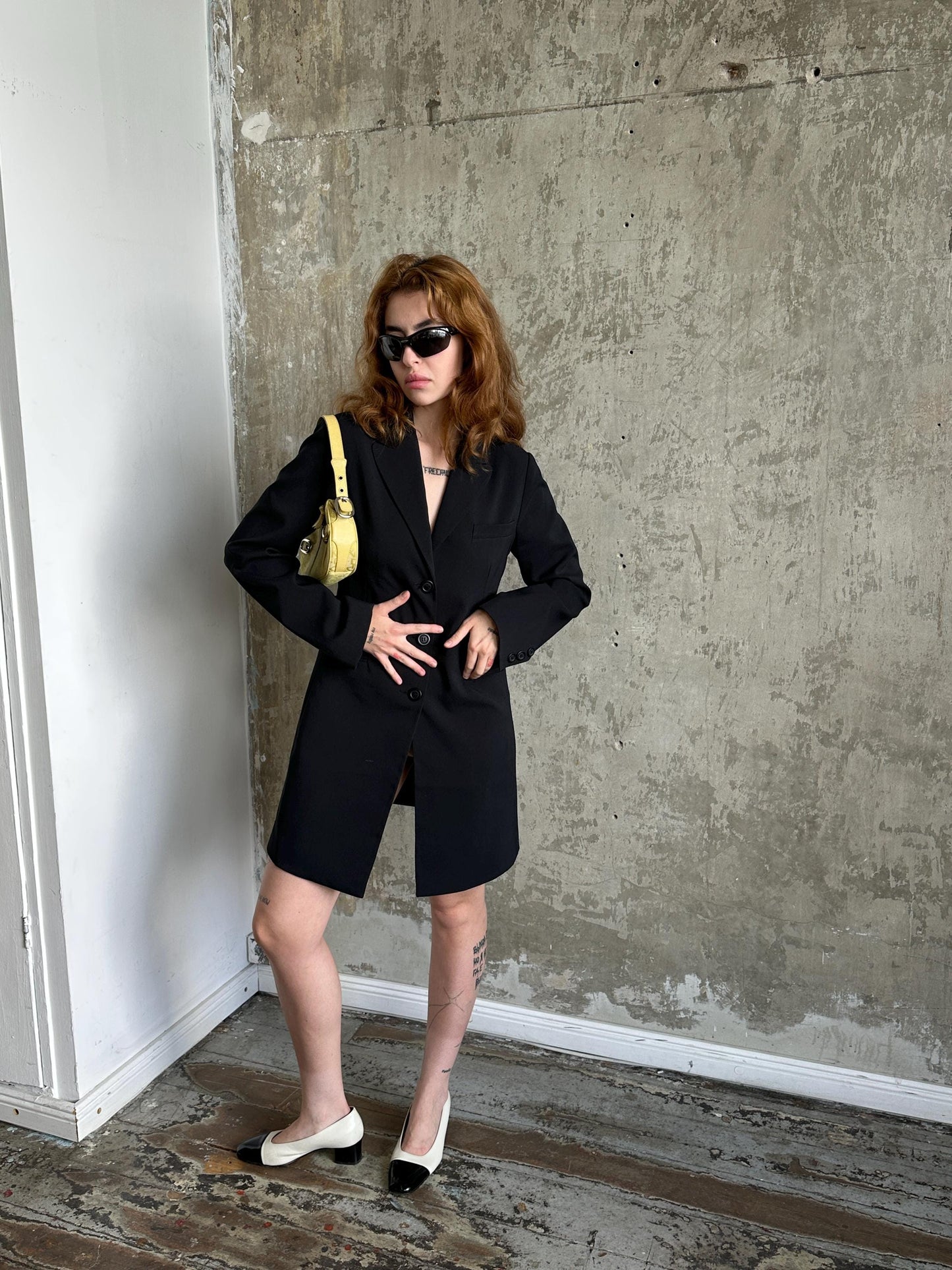 Vintage Black Fitted Blazer | Longline Hourglass Jacket