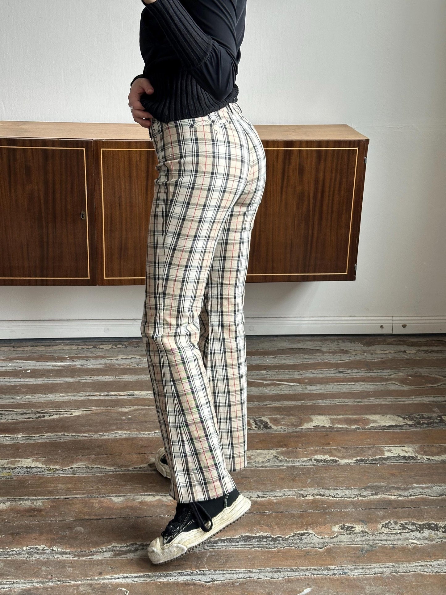 Vintage MEXX y2k low-rise check trousers in brown