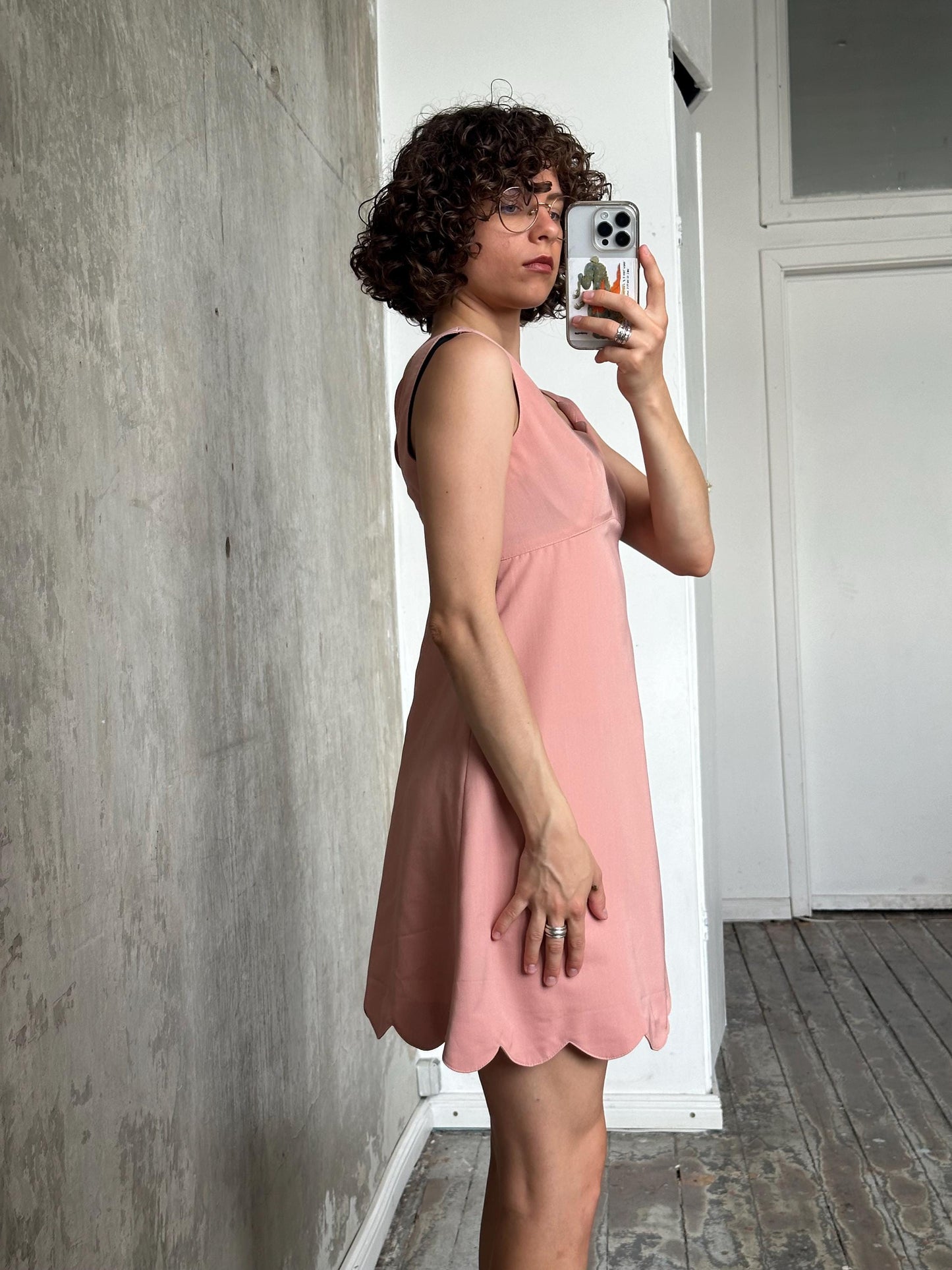 Vintage tea dress in pink, mini summer dress