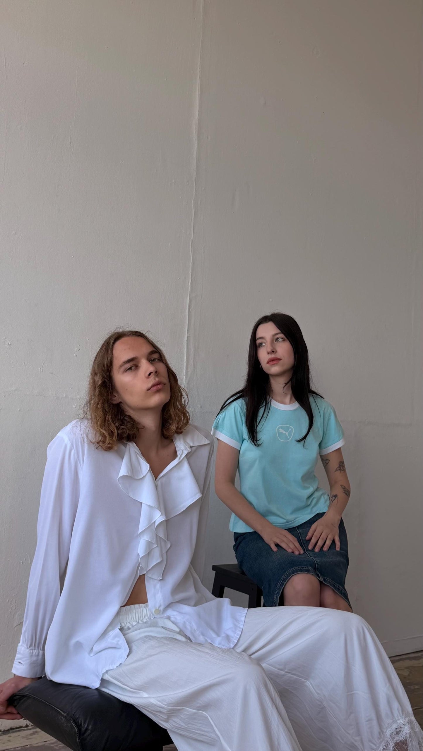 Vintage sheer women blouse in white