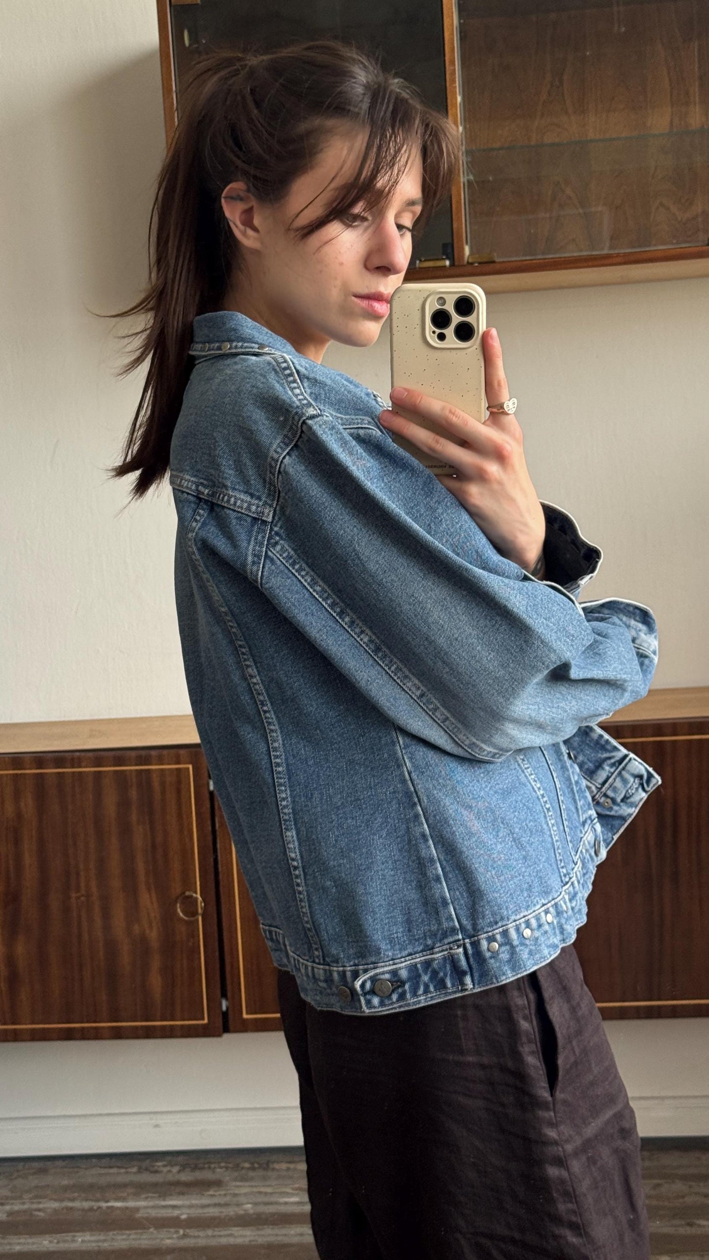 Vintage oversized denim jeans jacket in blue