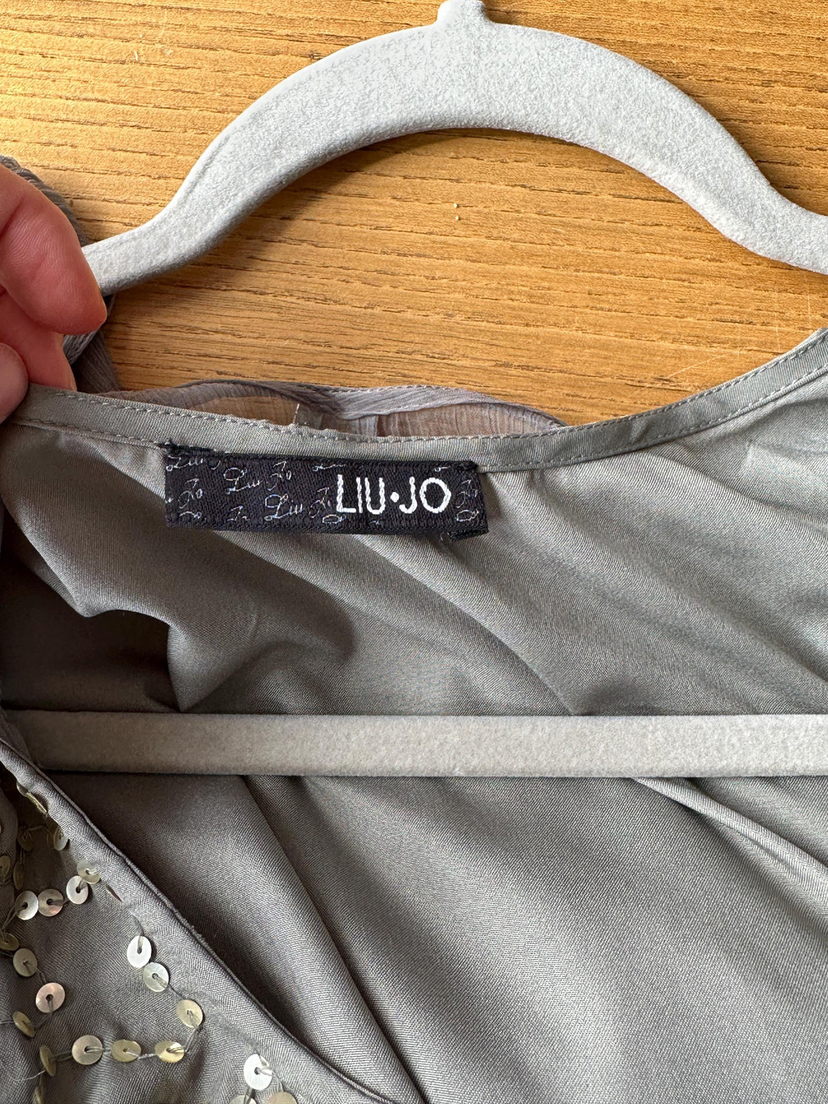 Vintage Liu Jo Grey Sequin Lace Dress | Layered Ruffle Dress