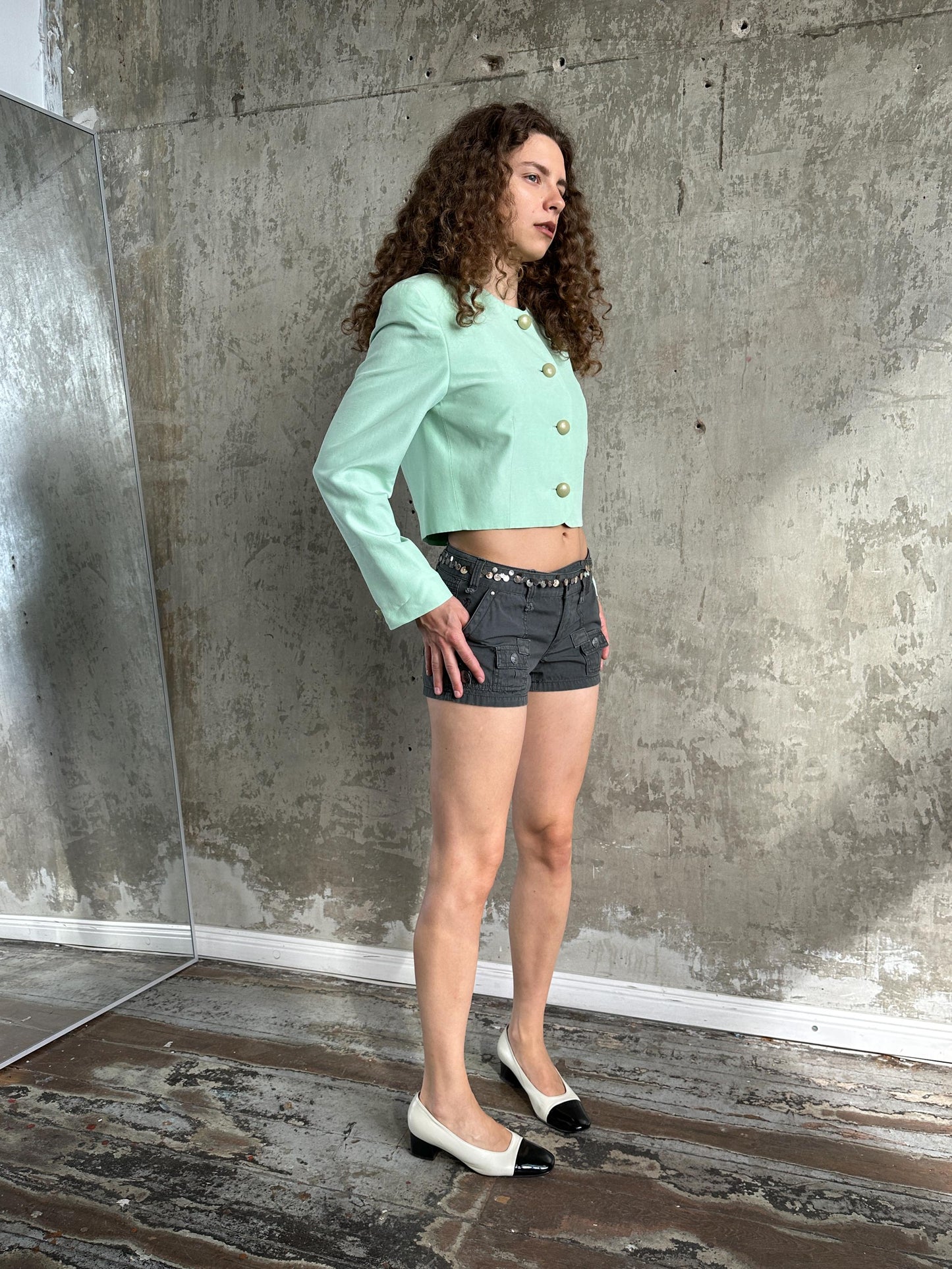 Vintage Y2K Grey Cargo Micro Shorts