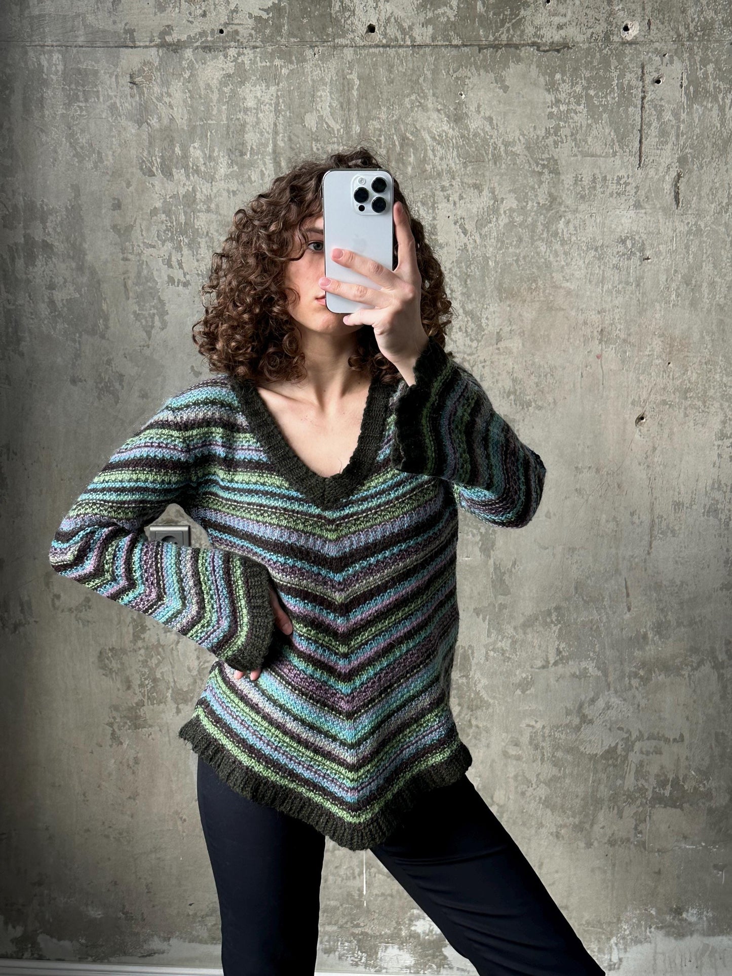 Vintage mohair sweater in green, 80s fuzzy oversized pullover