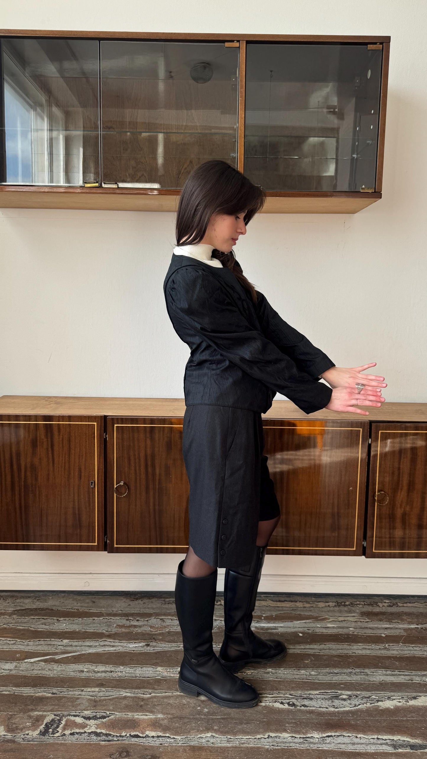 Vintage Victorian-Inspired Embroidered Blouse in Black