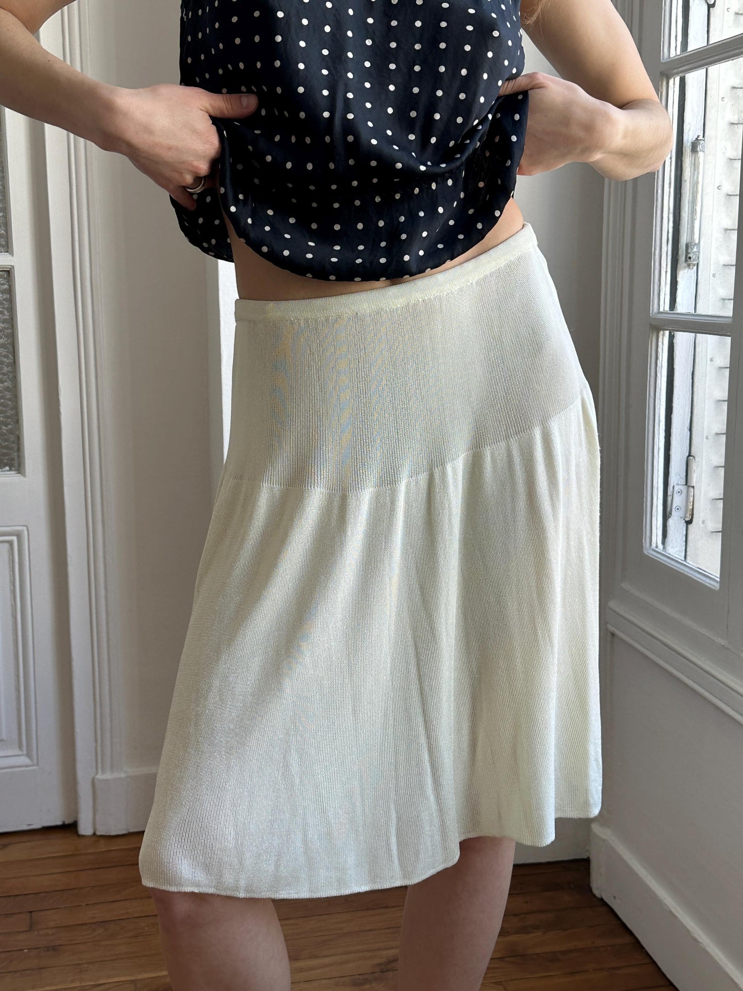 Vintage Emporio Armani Knit Skirt in Light Yellow/Butter