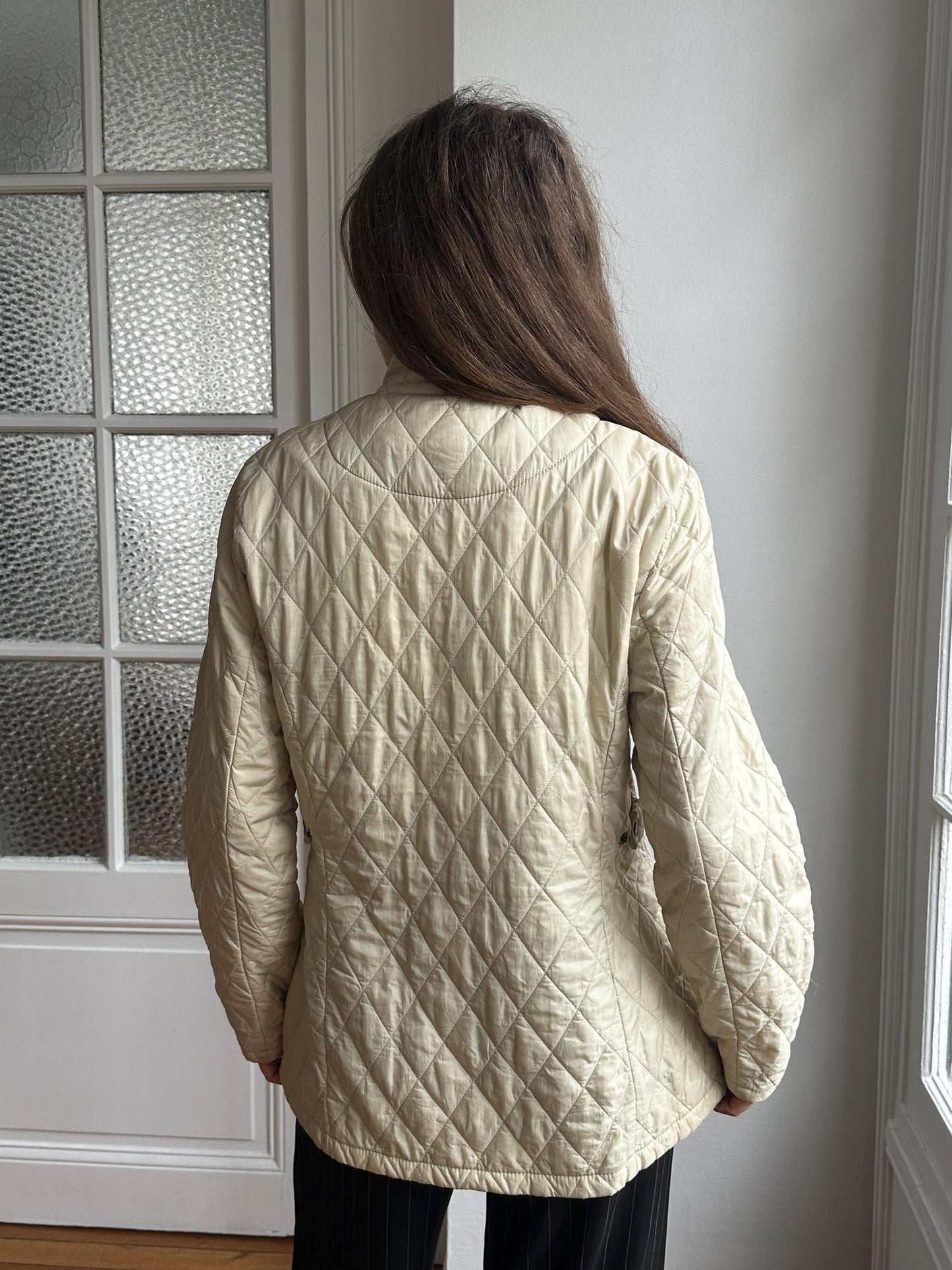 Vintage Barbour workwear quilted jacket in beige