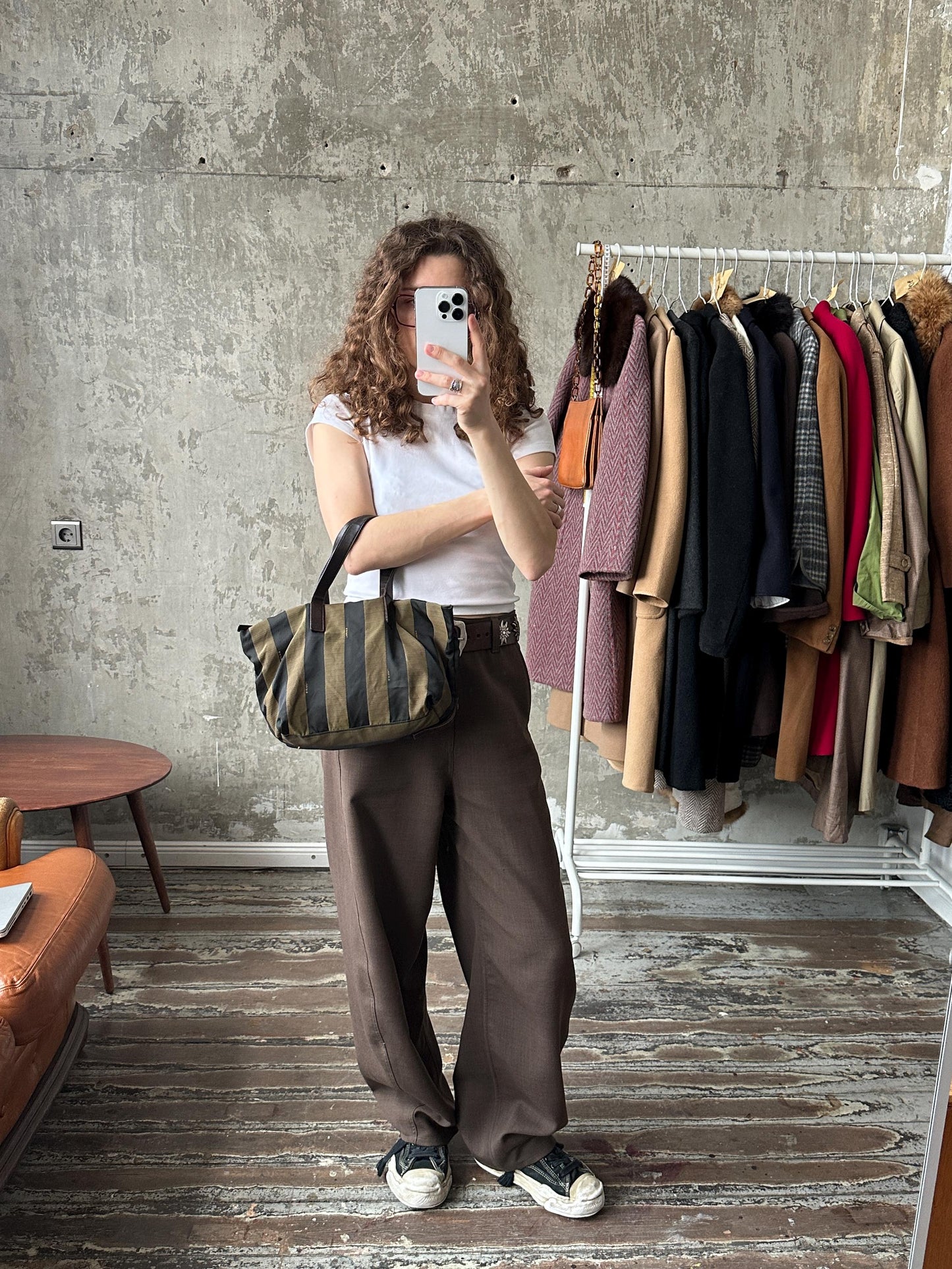 Vintage FENDI Pequin Striped Tote Bag