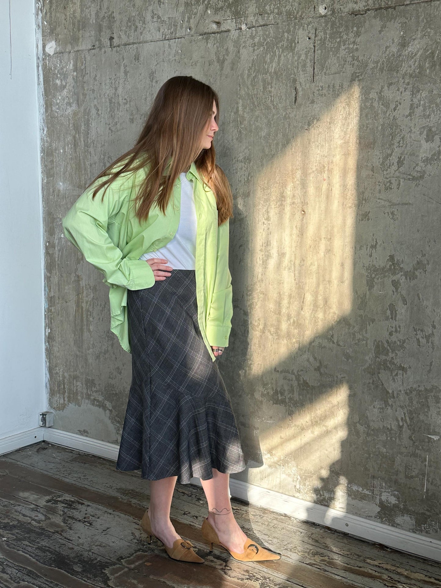 Vintage NATIVE light green button-up shirt