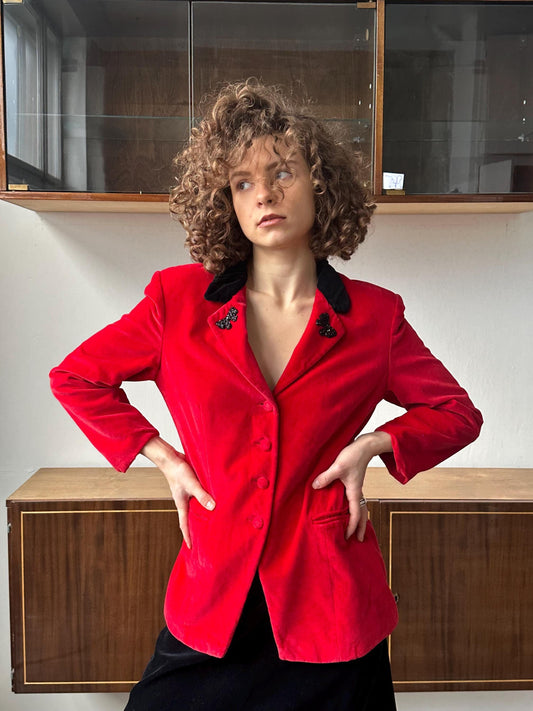 Vintage BLUMARINE La Folie velvet blazer in red
