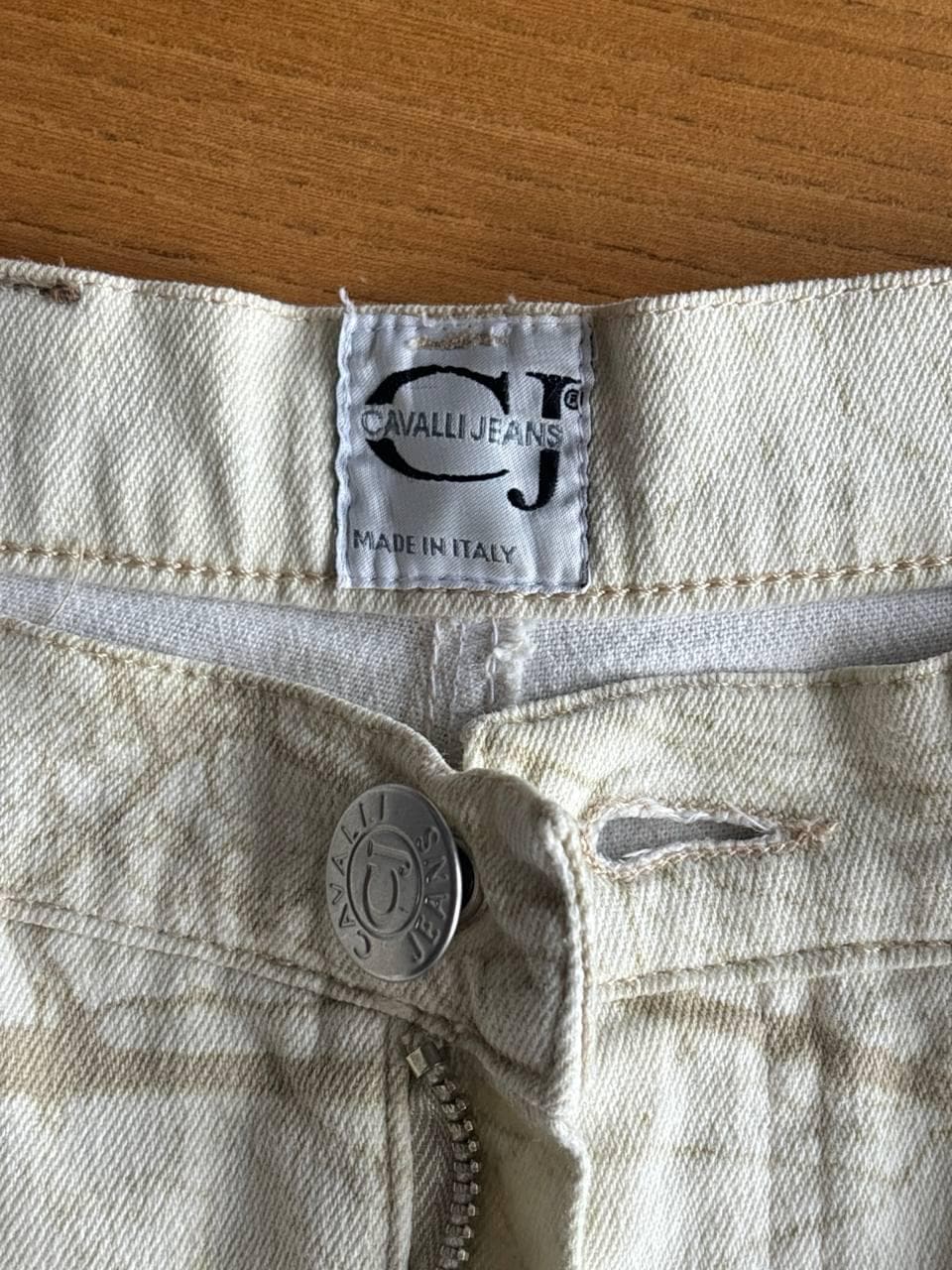 Vintage Roberto Cavalli 2000s cream paisley print jeans
