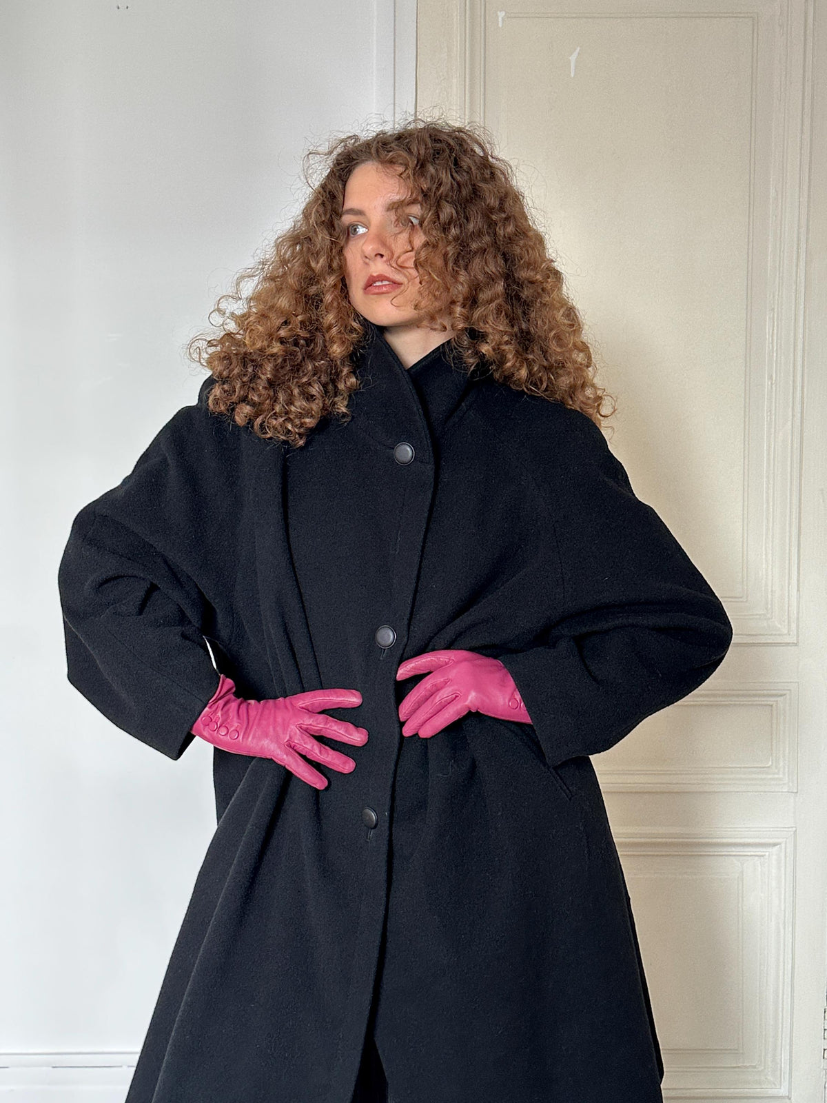 Vintage 90s Wool & Cashmere Coat in Black