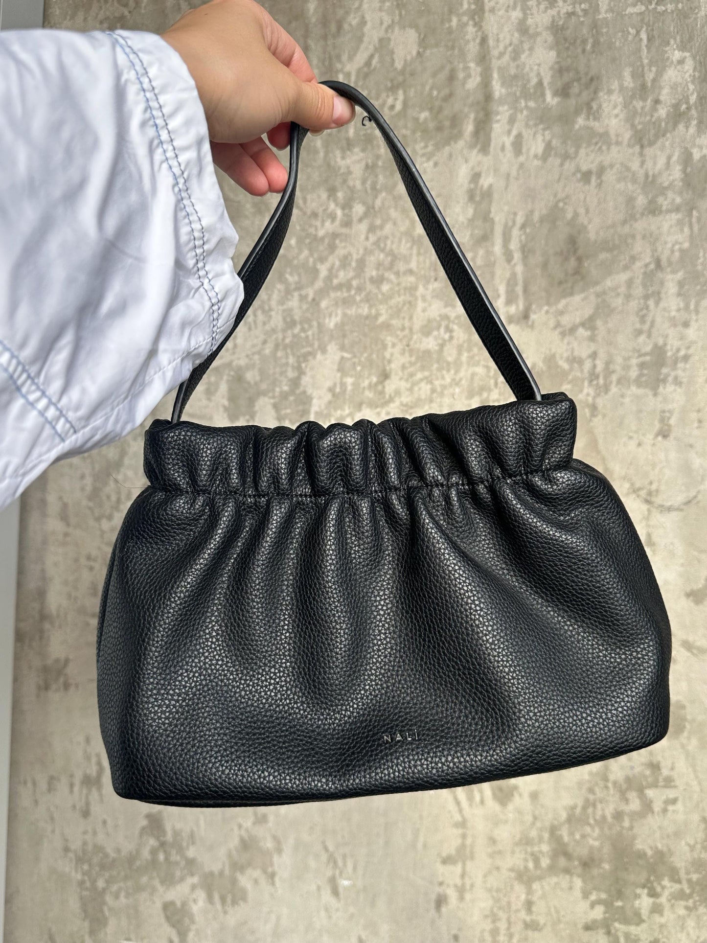 Vintage soft leather mini hand bag in black
