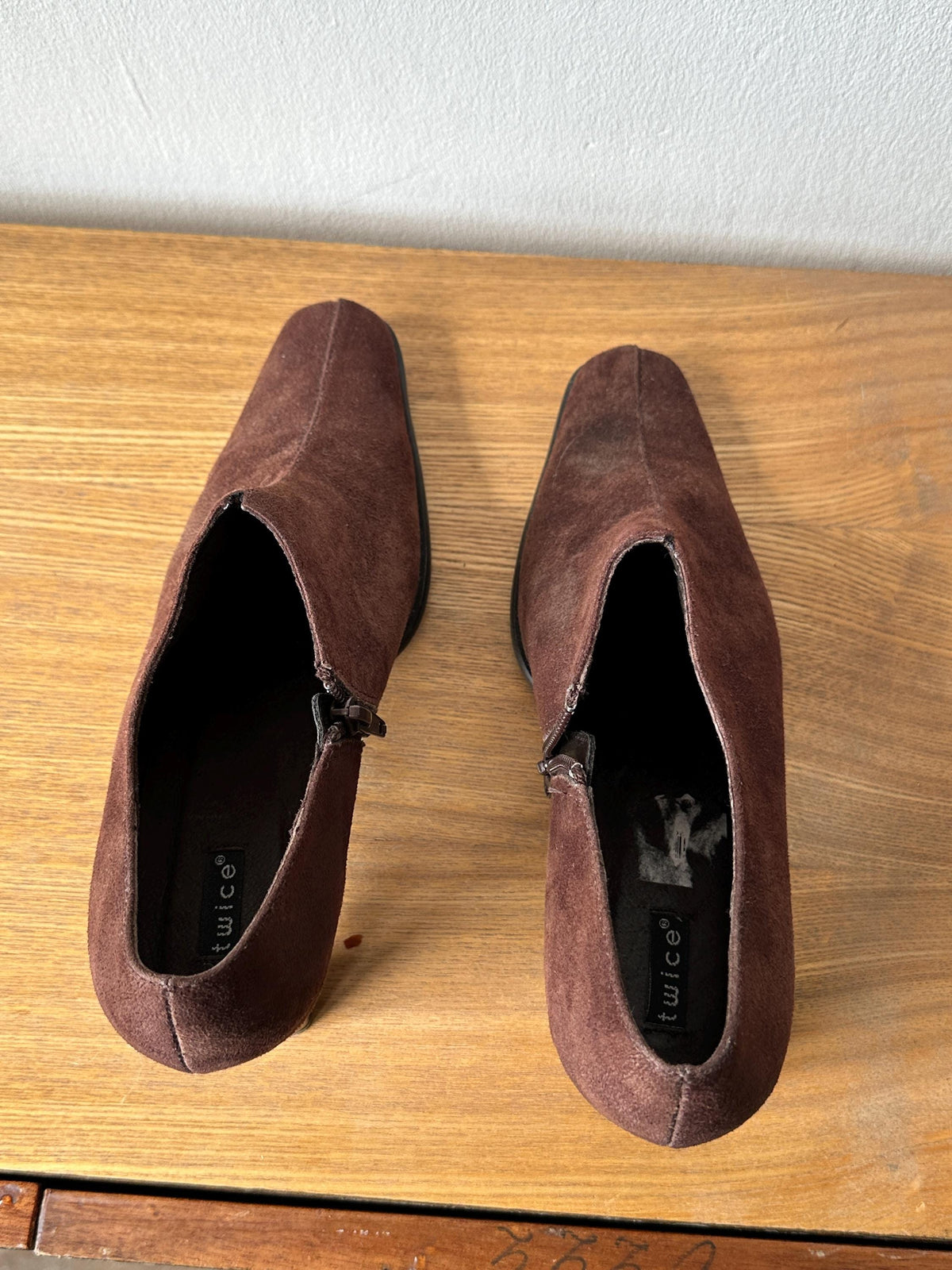 Vintage Brown Suede Ankle Boots | Pointed Toe Heeled Booties | US 8