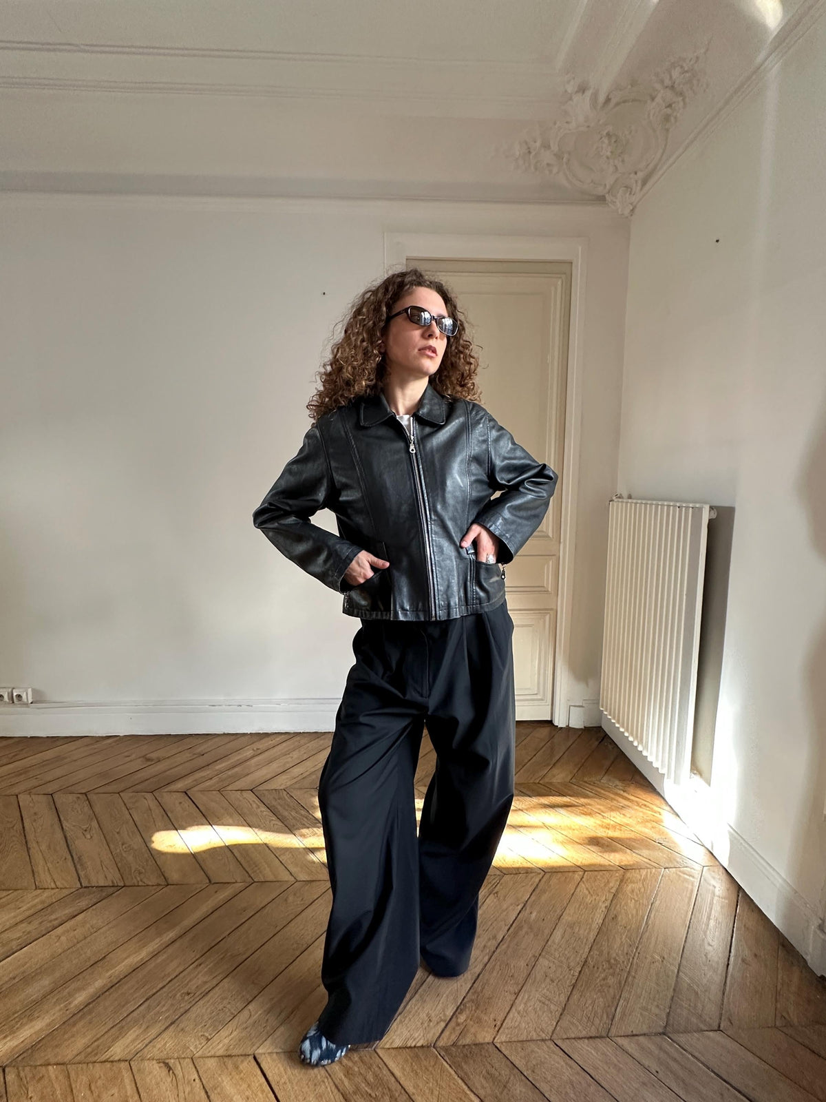 Vintage Black Leather Moto Jacket
