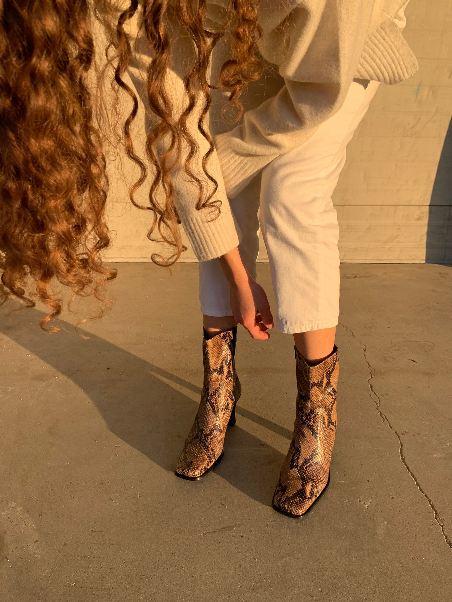 Vintage snake leather ankle boots