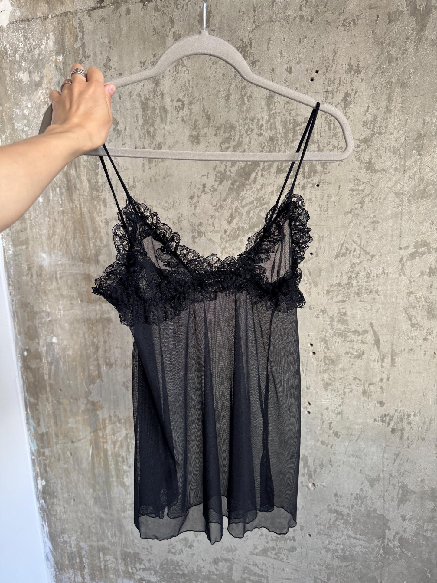 Vintage La Perla Black Sheer Lace Camisole