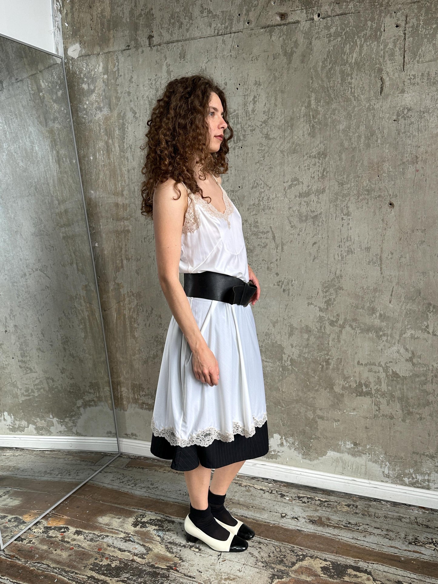 Vintage La Perla White Silk Slip Dress | Cream Lace Trim