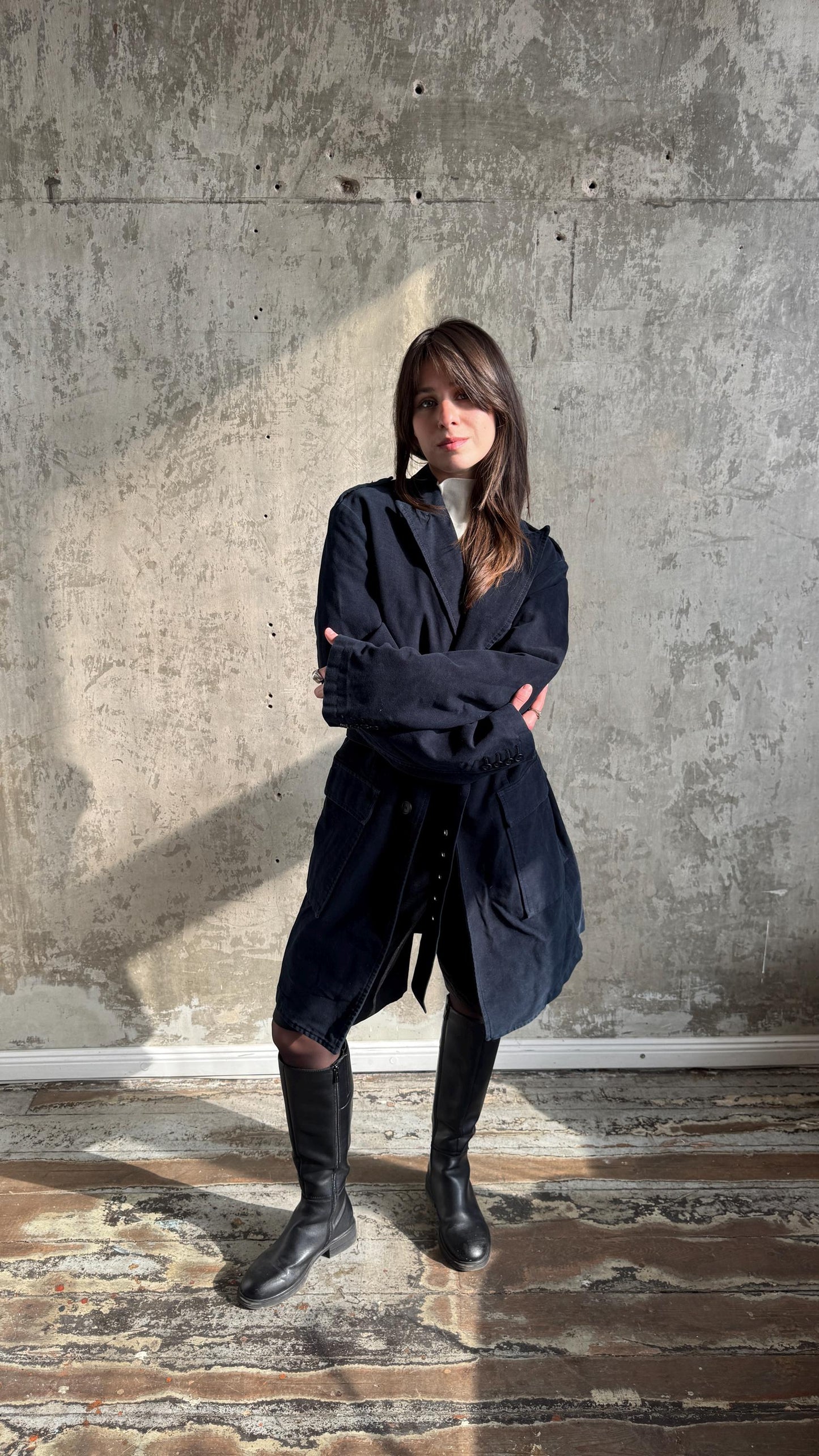 Vintage SISLEY belted coat in dark blue