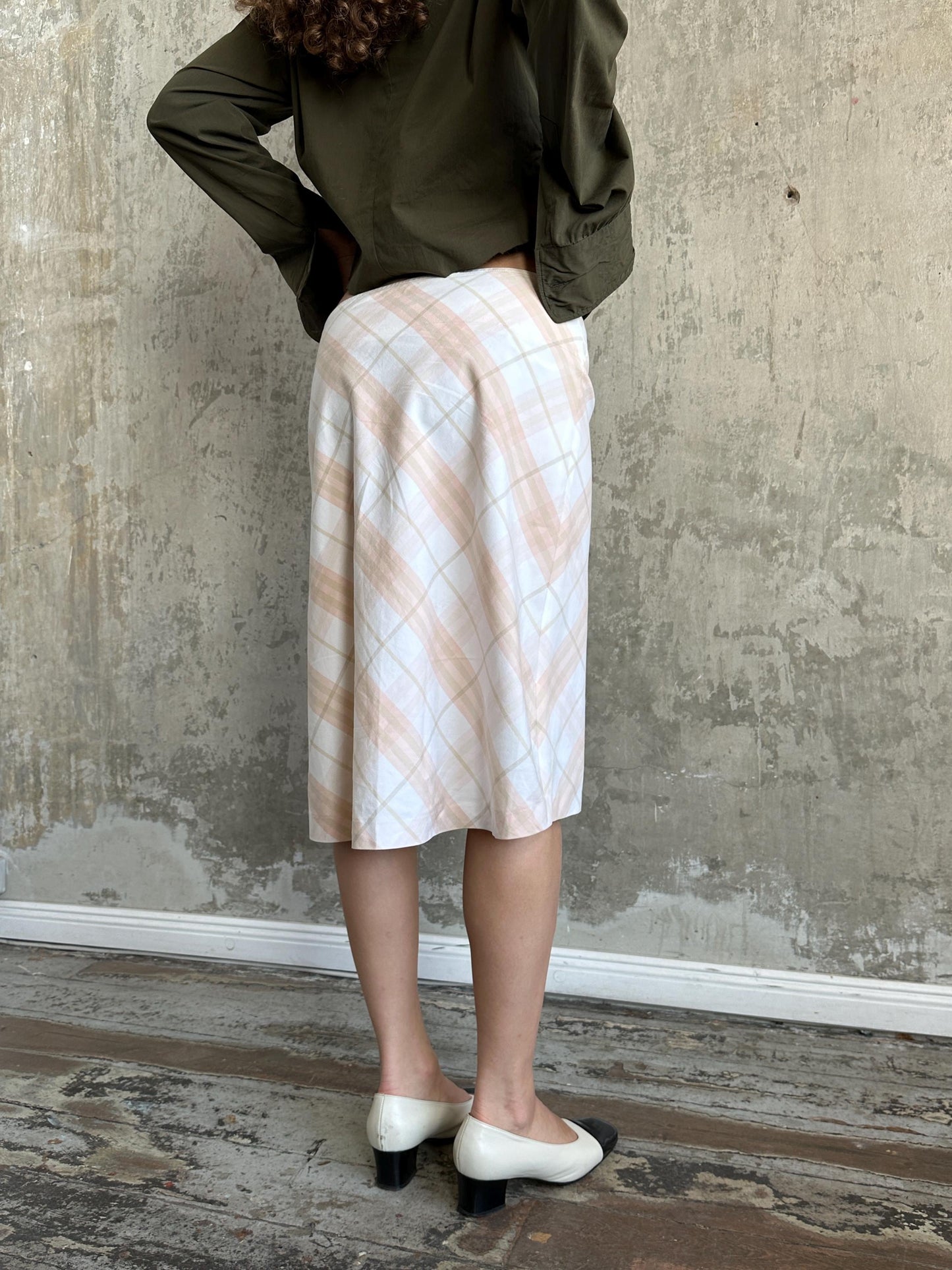 Vintage Burberry London Check Pencil Skirt in Blush Pink