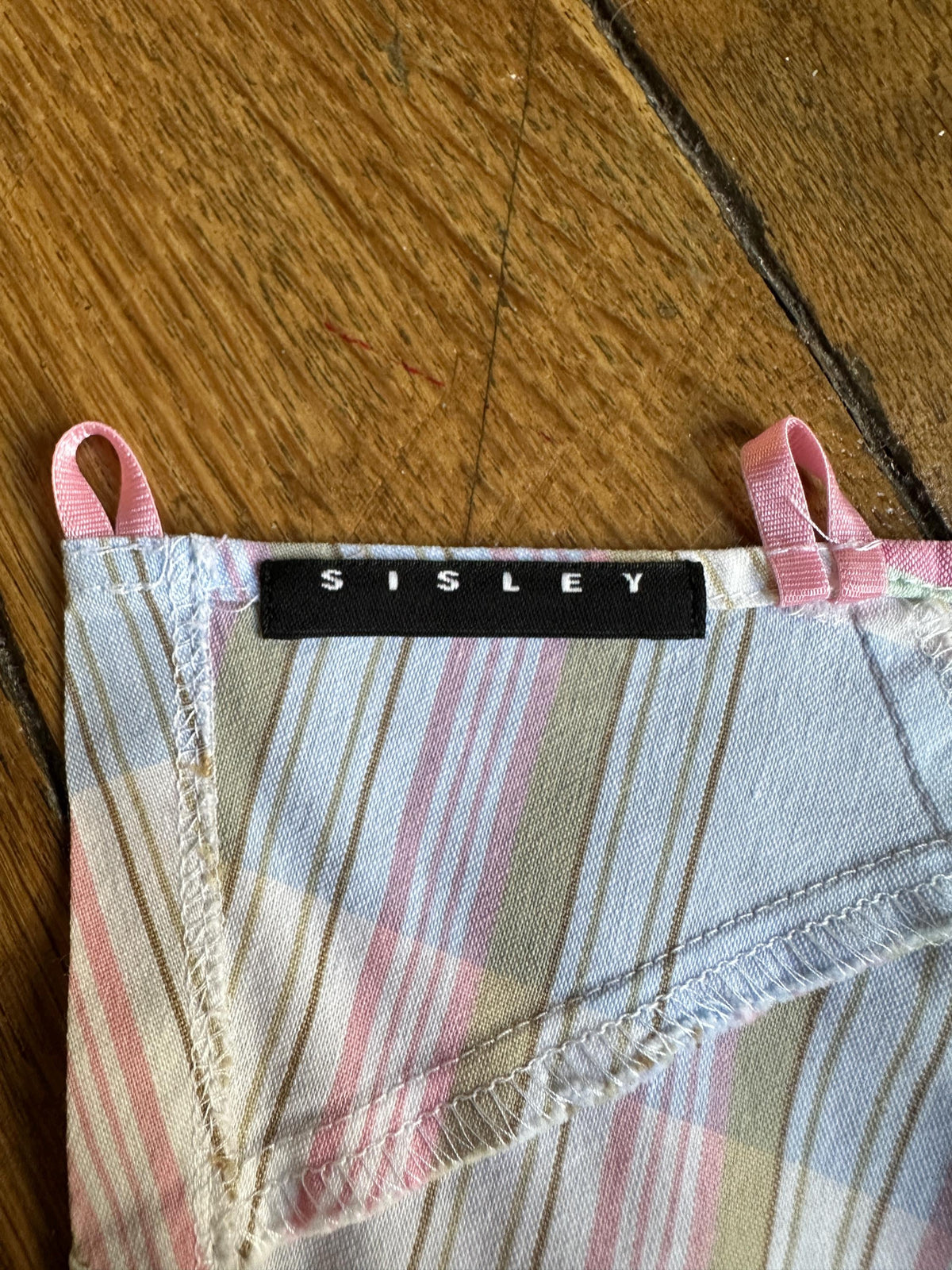 Vintage Sisley Check Cotton Crop Halter Top in Pink