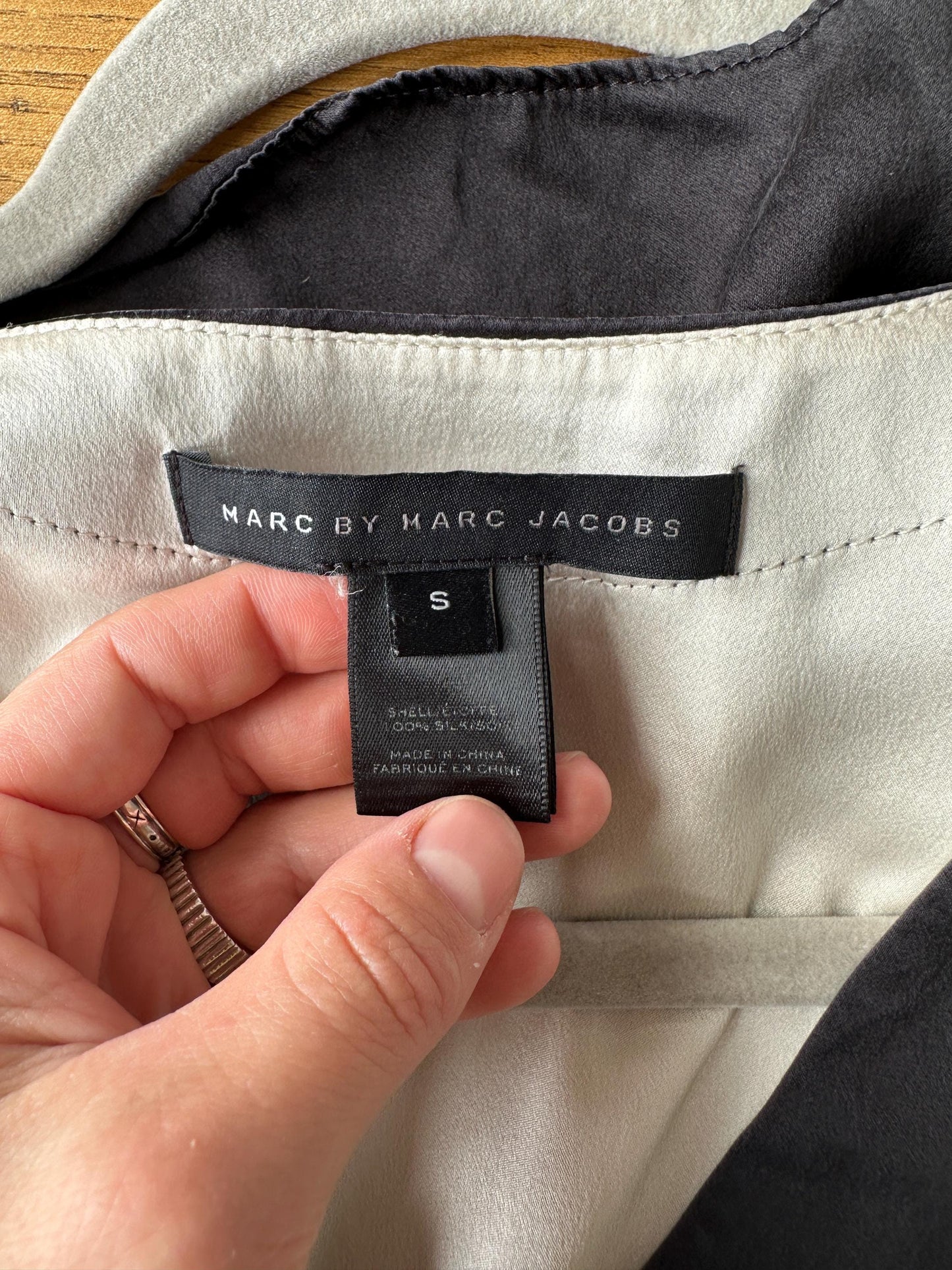 Vintage Marc by Marc Jacobs Silk Mini Dress | Black & Ivory Geometric Dress