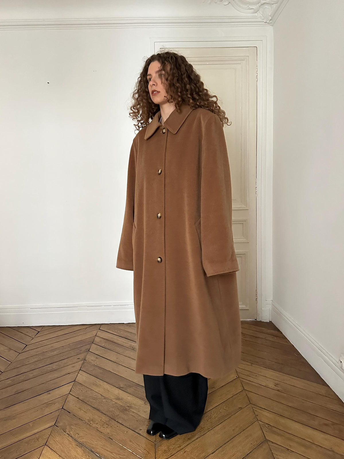 Vintage Piacenza Camel Long Baggy Coat | Italian 100% Wool Minimalist Coat