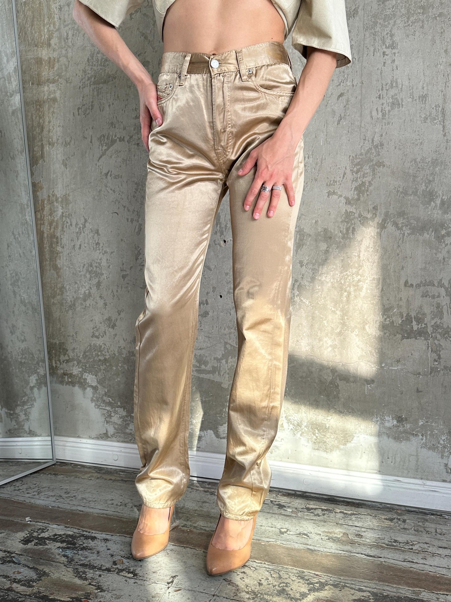 Vintage Diesel Straight Leg Gold Trousers I Waist 28