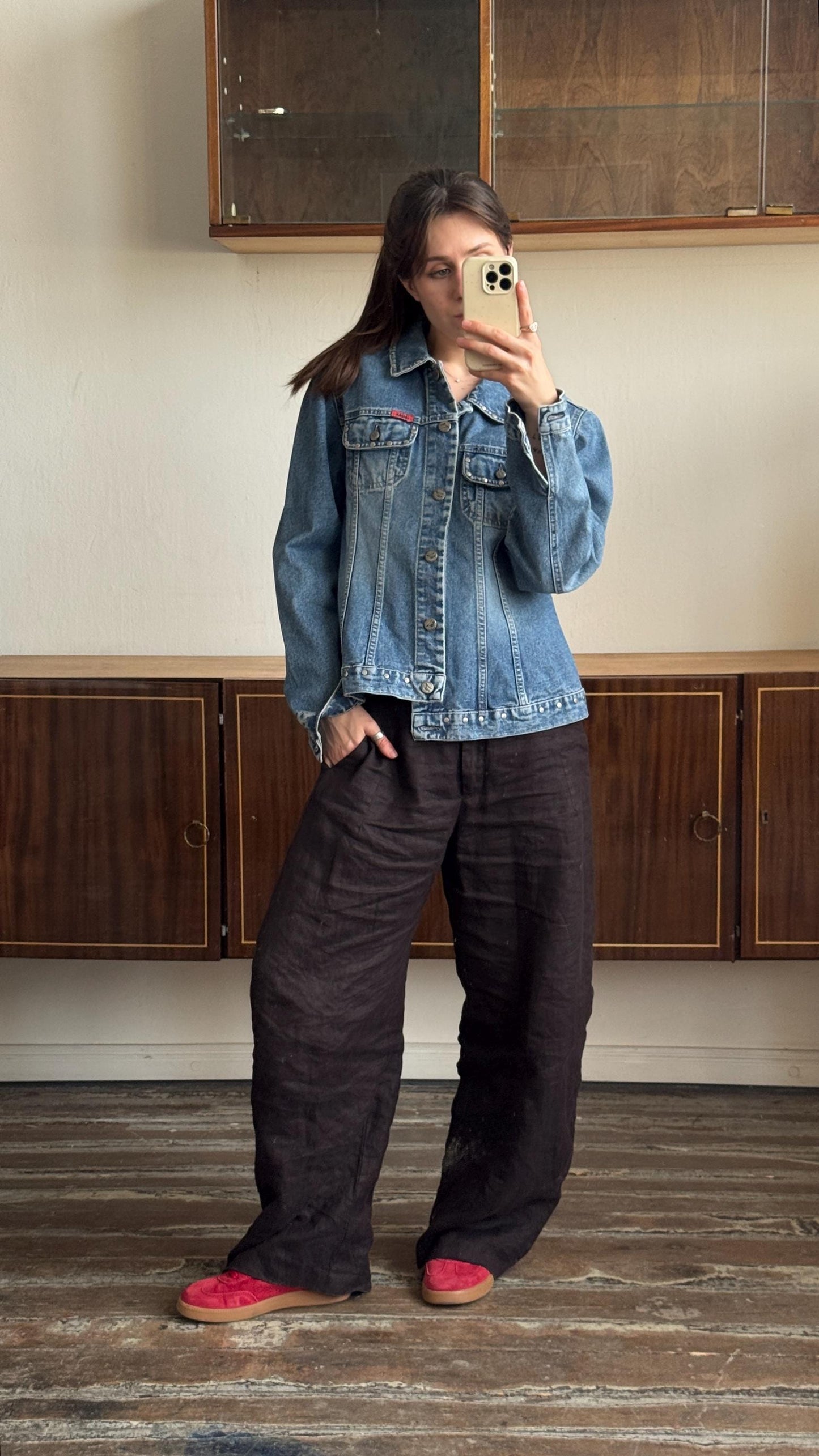 Vintage oversized denim jeans jacket in blue