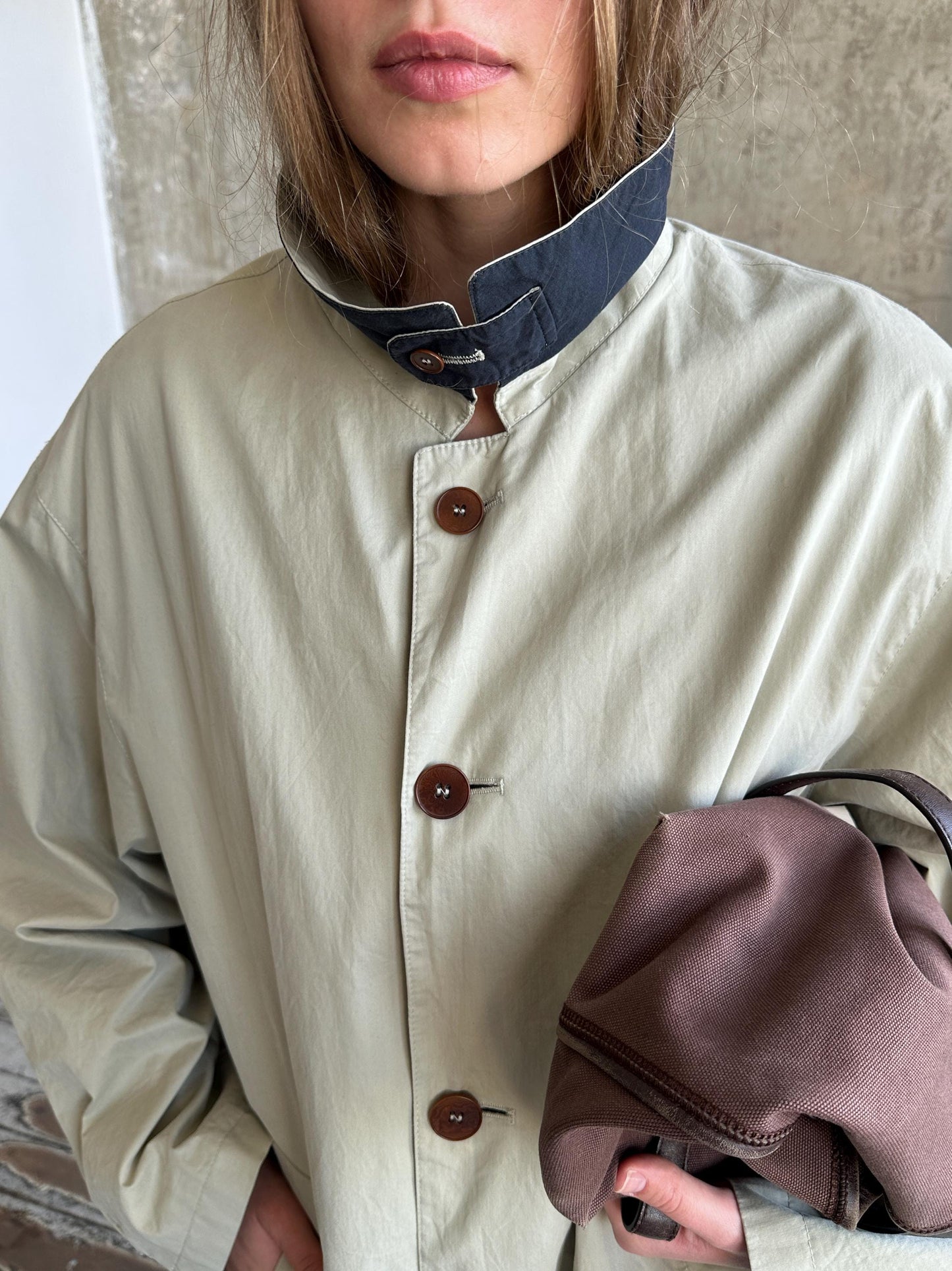 Vintage 90s Long Beige Trench Coat | Classic Minimalist Trench