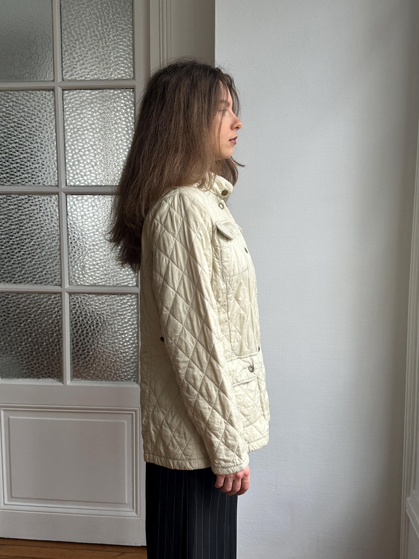 Vintage Barbour workwear quilted jacket in beige