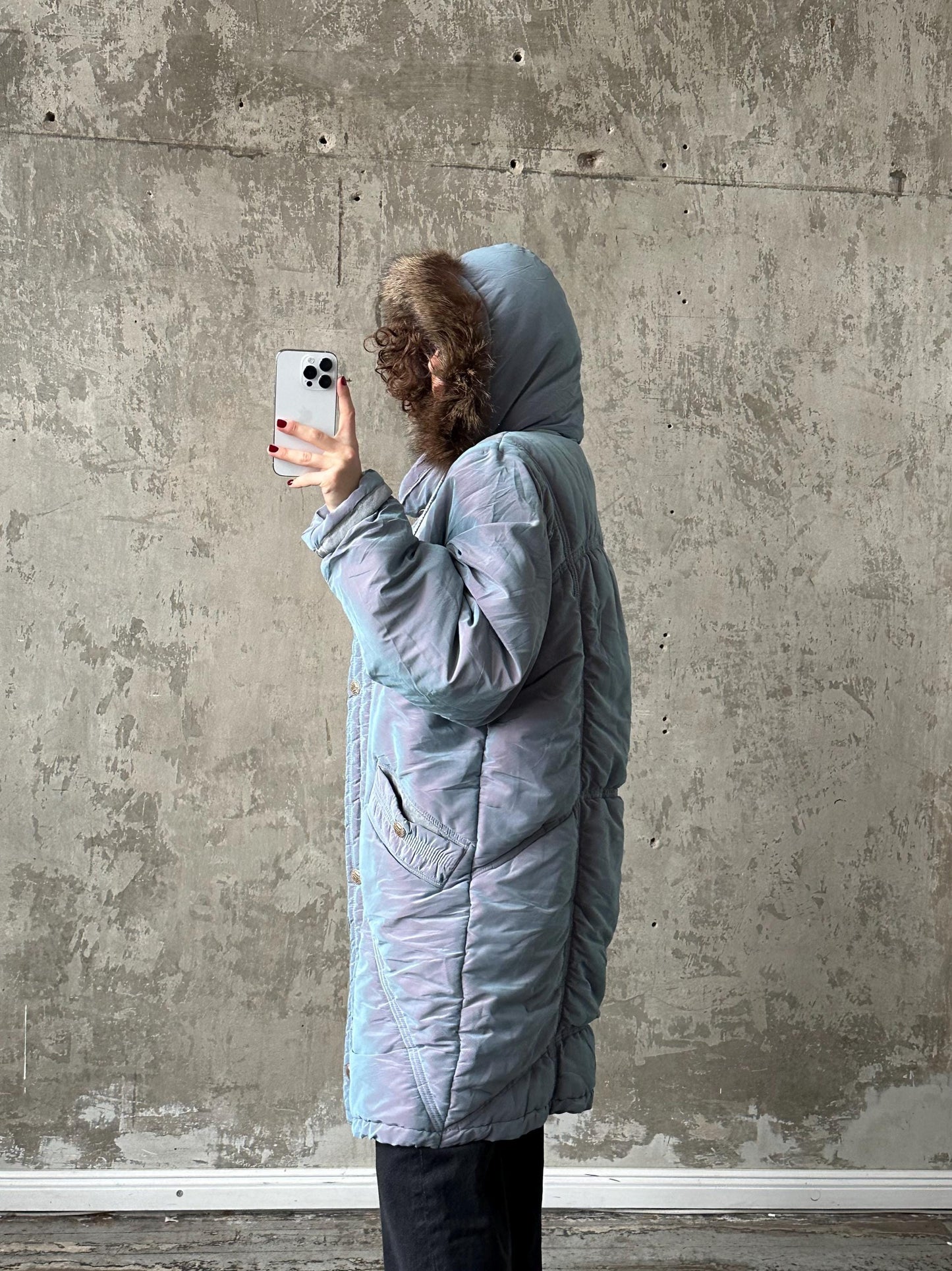 Vintage 90s grey hooded parka, 90s jacket coat