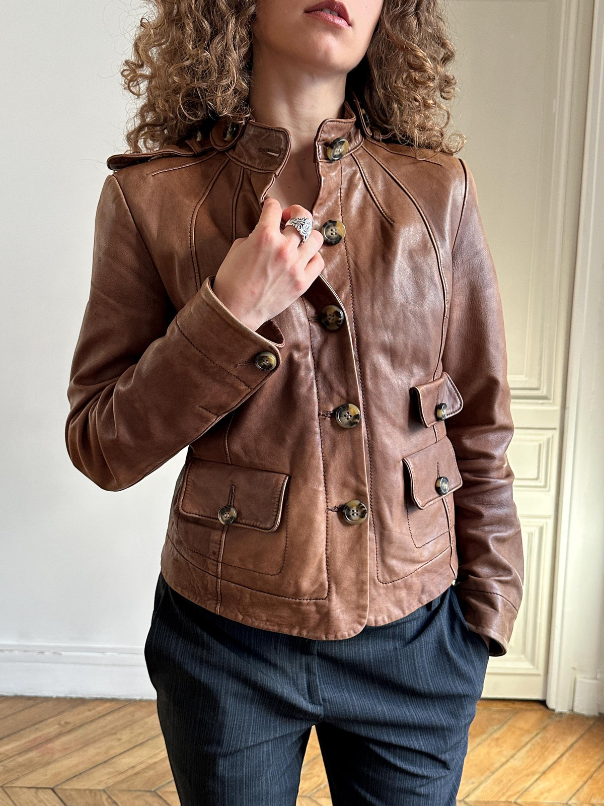 Vintage Arma Field Leather Jacket in Brown