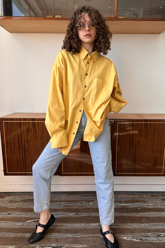 Vintage men's long-sleeve shirt in yellow
