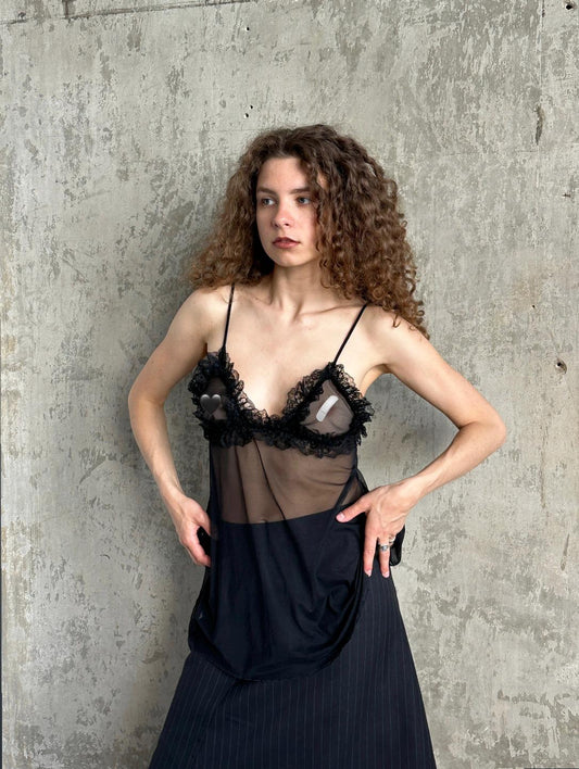 Vintage La Perla Black Sheer Lace Camisole