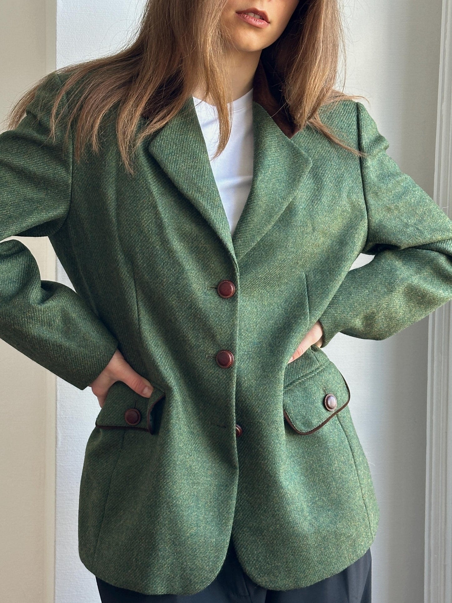 Vintage 90s Wool Classic Forest Green Blazer