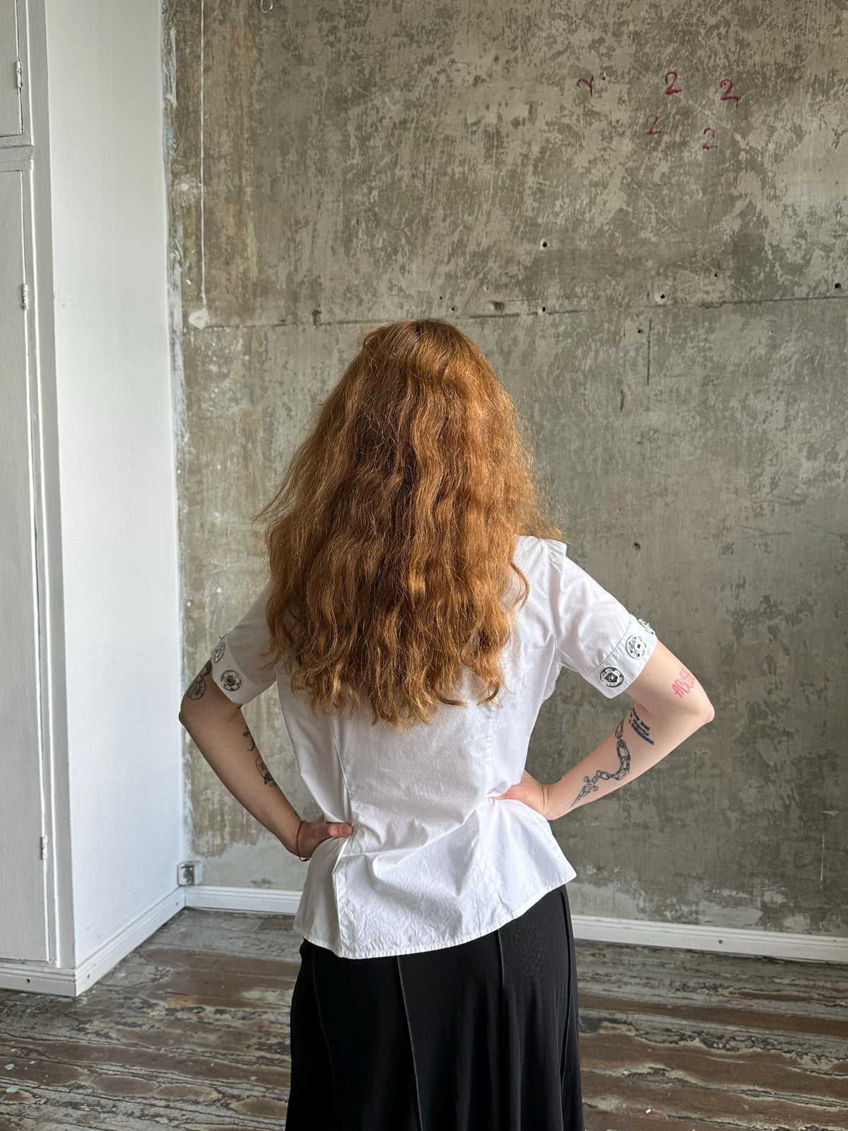 Vintage Moschino Jeans White Fitted Shirt | Silver Ring Detail Blouse