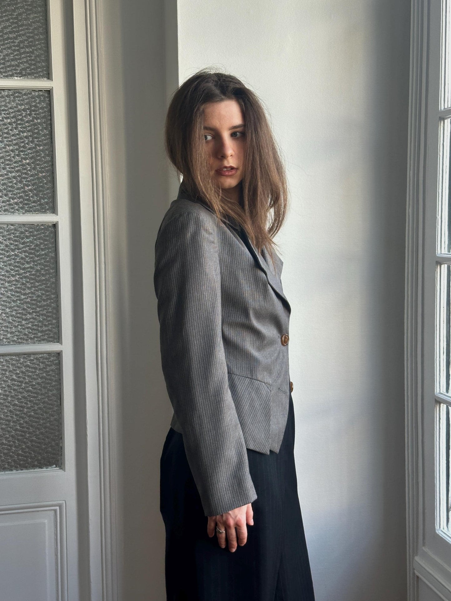 Vivienne Westwood Red Label Vintage Wool Pin Stripe Blazer in Grey