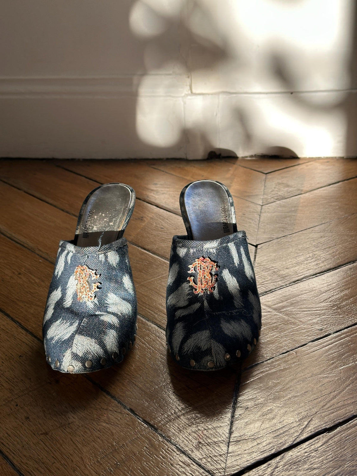 Vintage Y2K Roberto Cavalli Denim Blue Mules I US 6.5