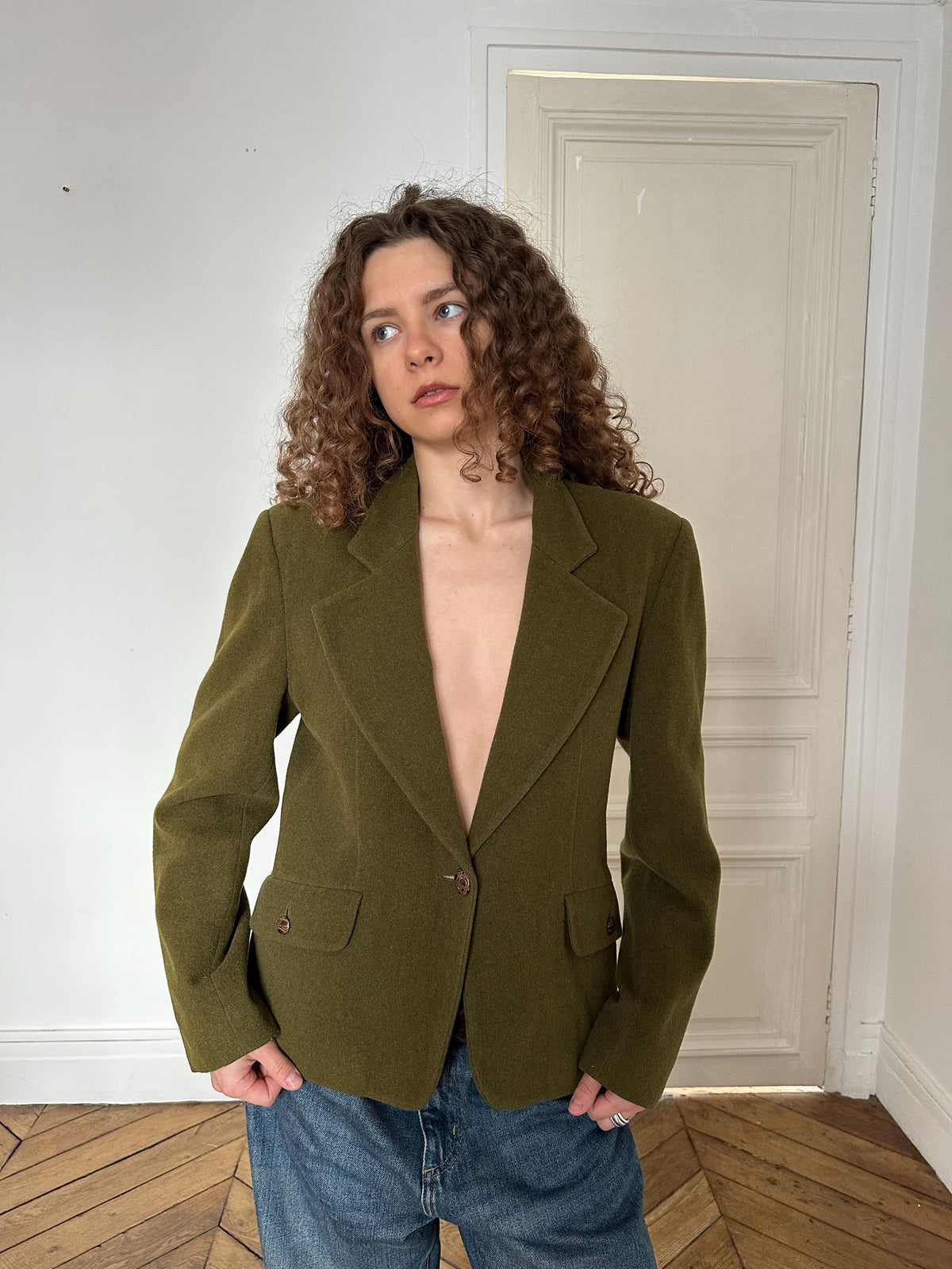 Vintage Les Copains Olive Green Wool Blazer
