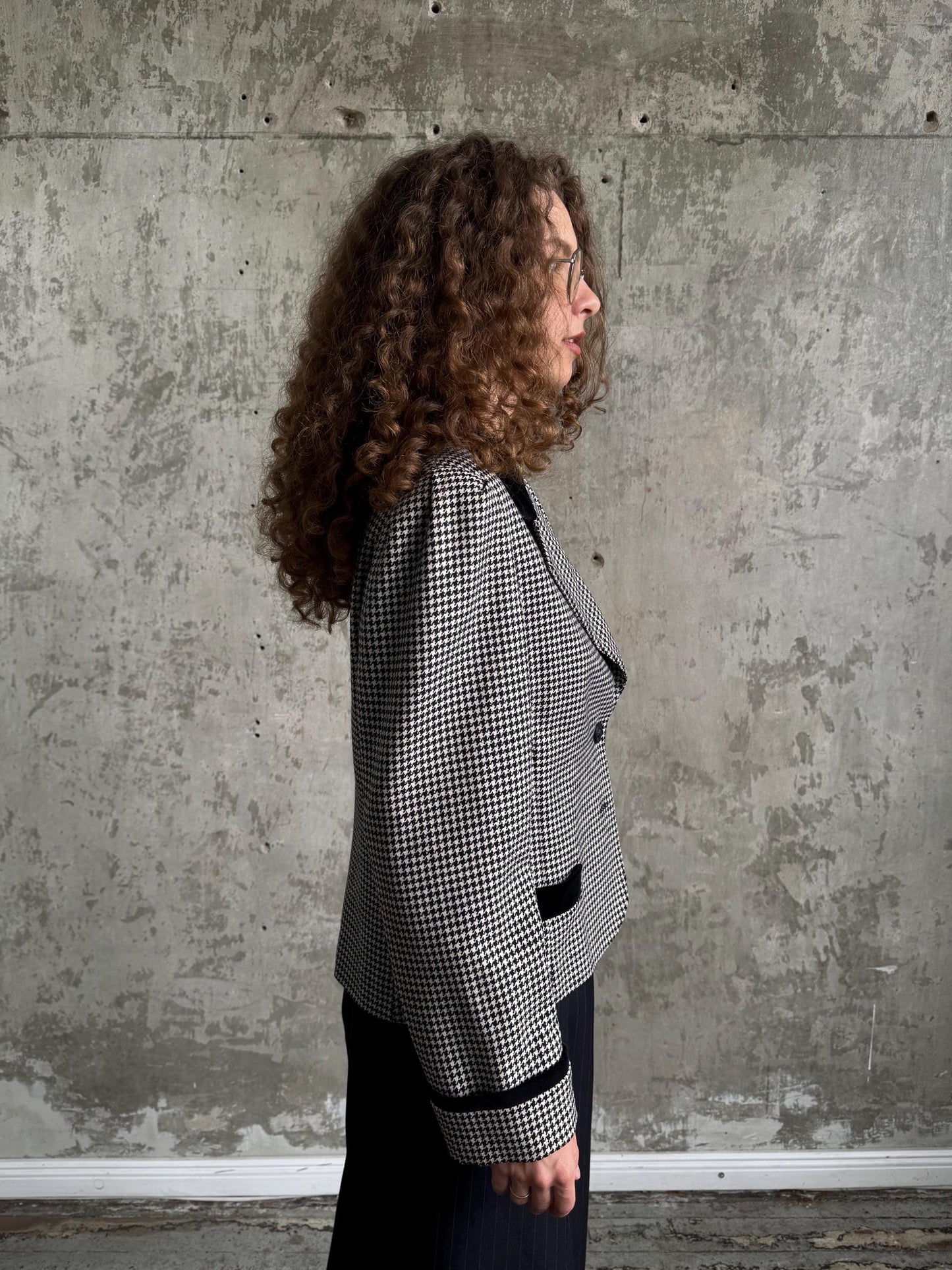 Vintage Versus Gianni Versace Houndstooth Blazer In Black & White