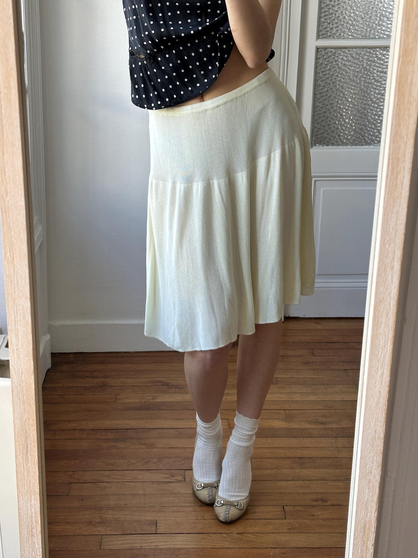 Vintage Emporio Armani Knit Skirt in Light Yellow/Butter