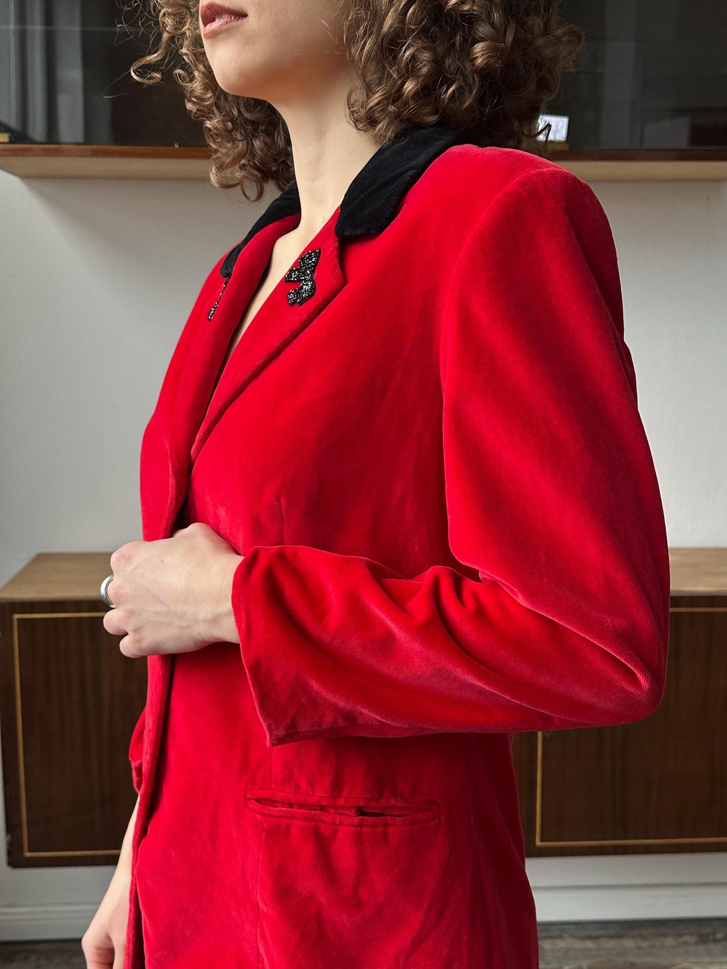 Vintage BLUMARINE La Folie velvet blazer in red