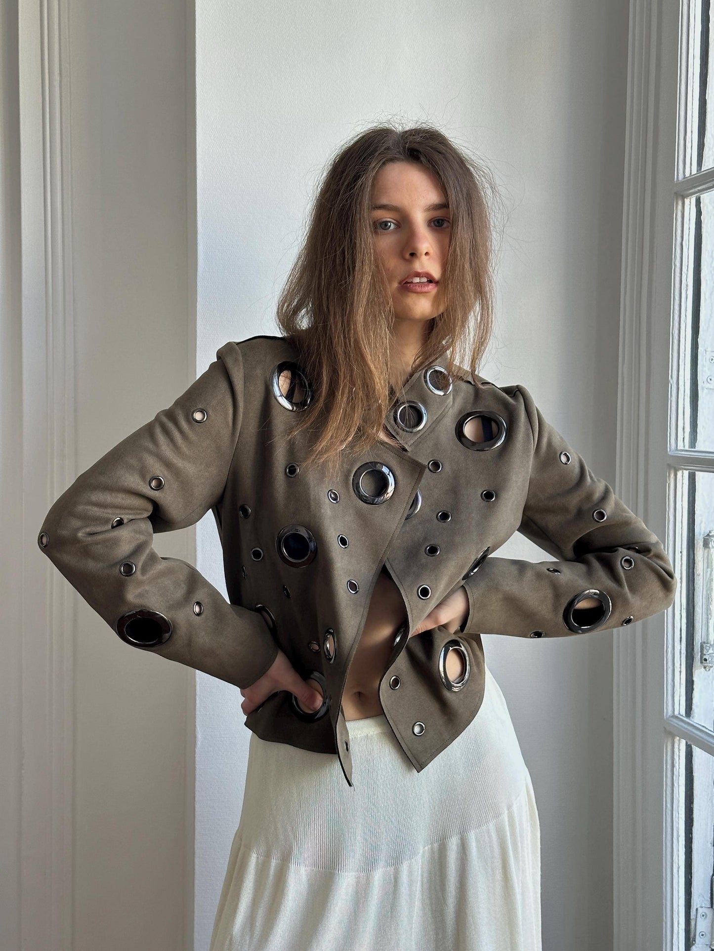 Vintage Y2K Eyelet Jacket in Green