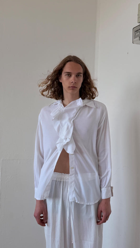 Vintage sheer women blouse in white