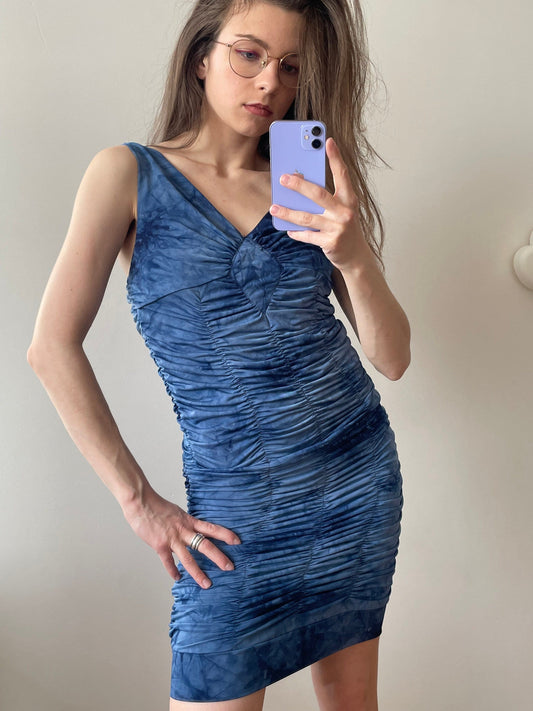 Vintage Y2K mini bodycon dress in blue